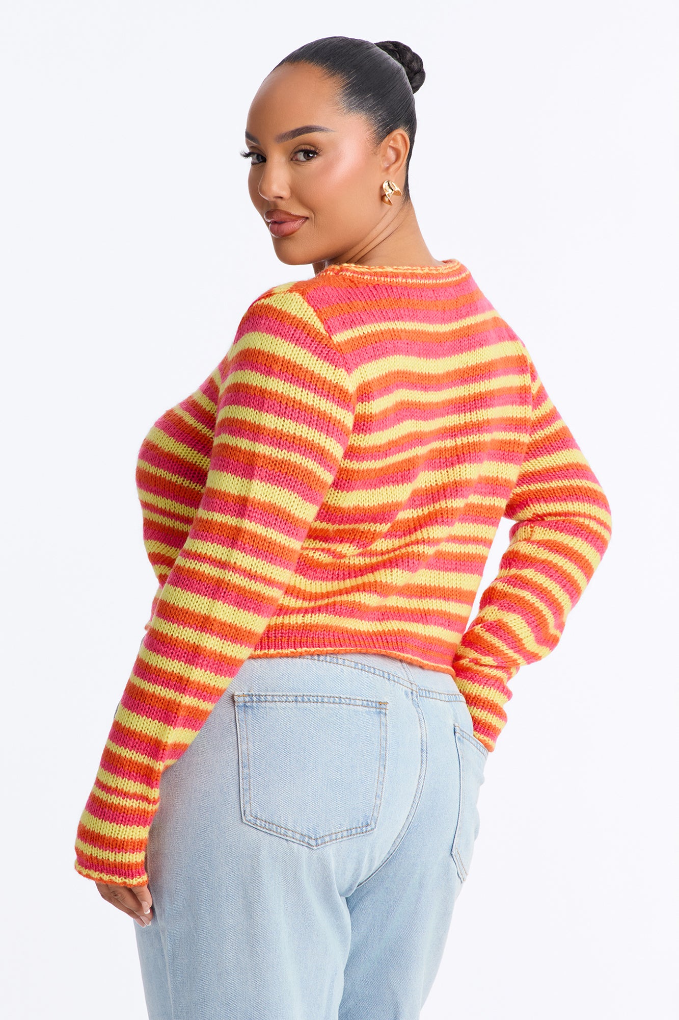 Marina Striped Long Sleeve Sweater - Orange/combo