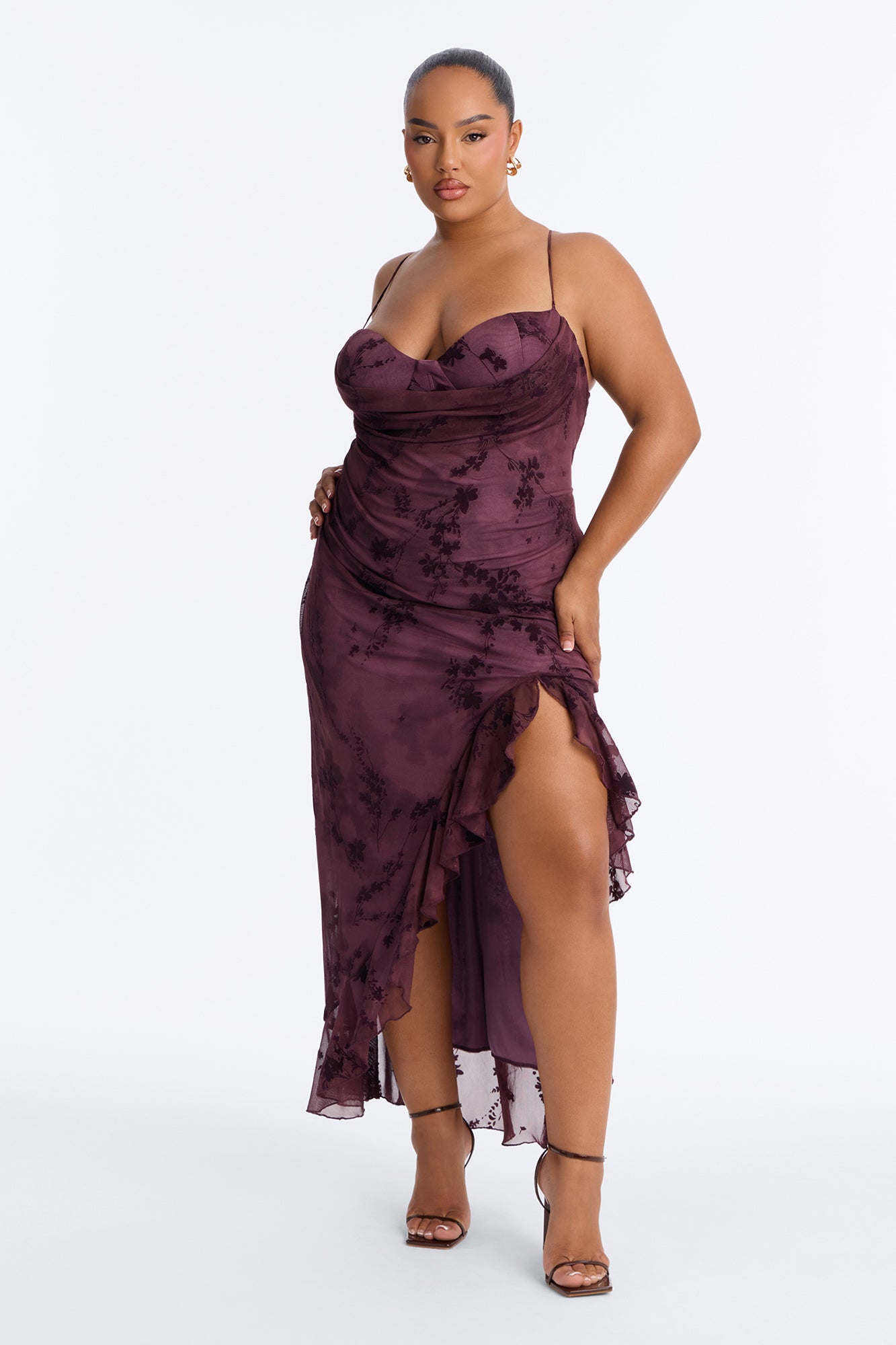 Miley Mesh Maxi Dress - Plum