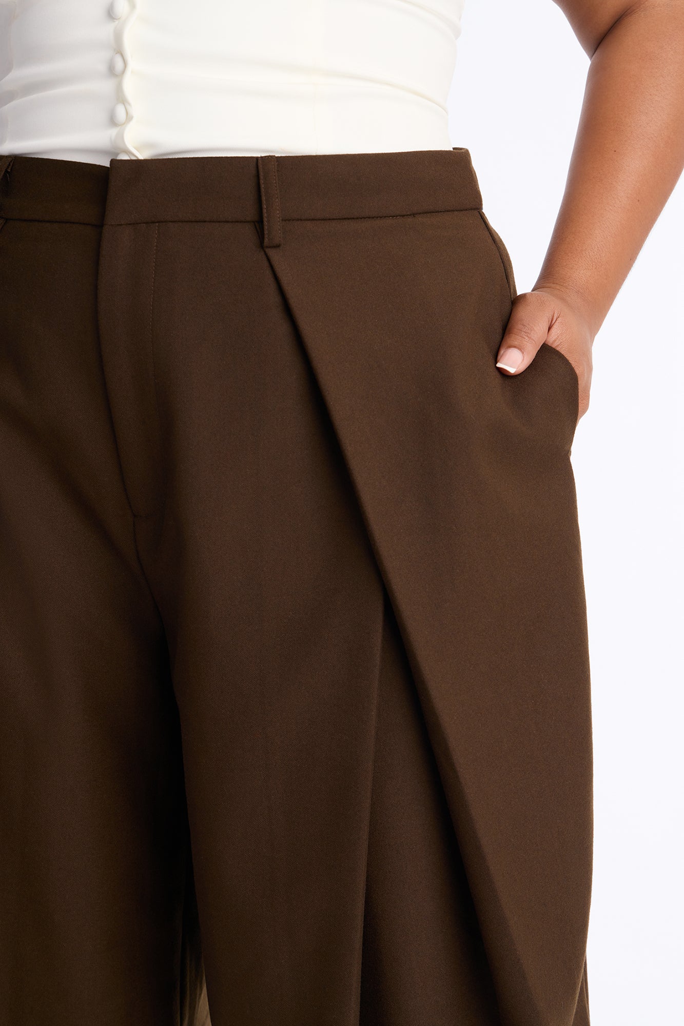 Executive Realness Pleated Wide Leg Trouser 33″ - Chocolate