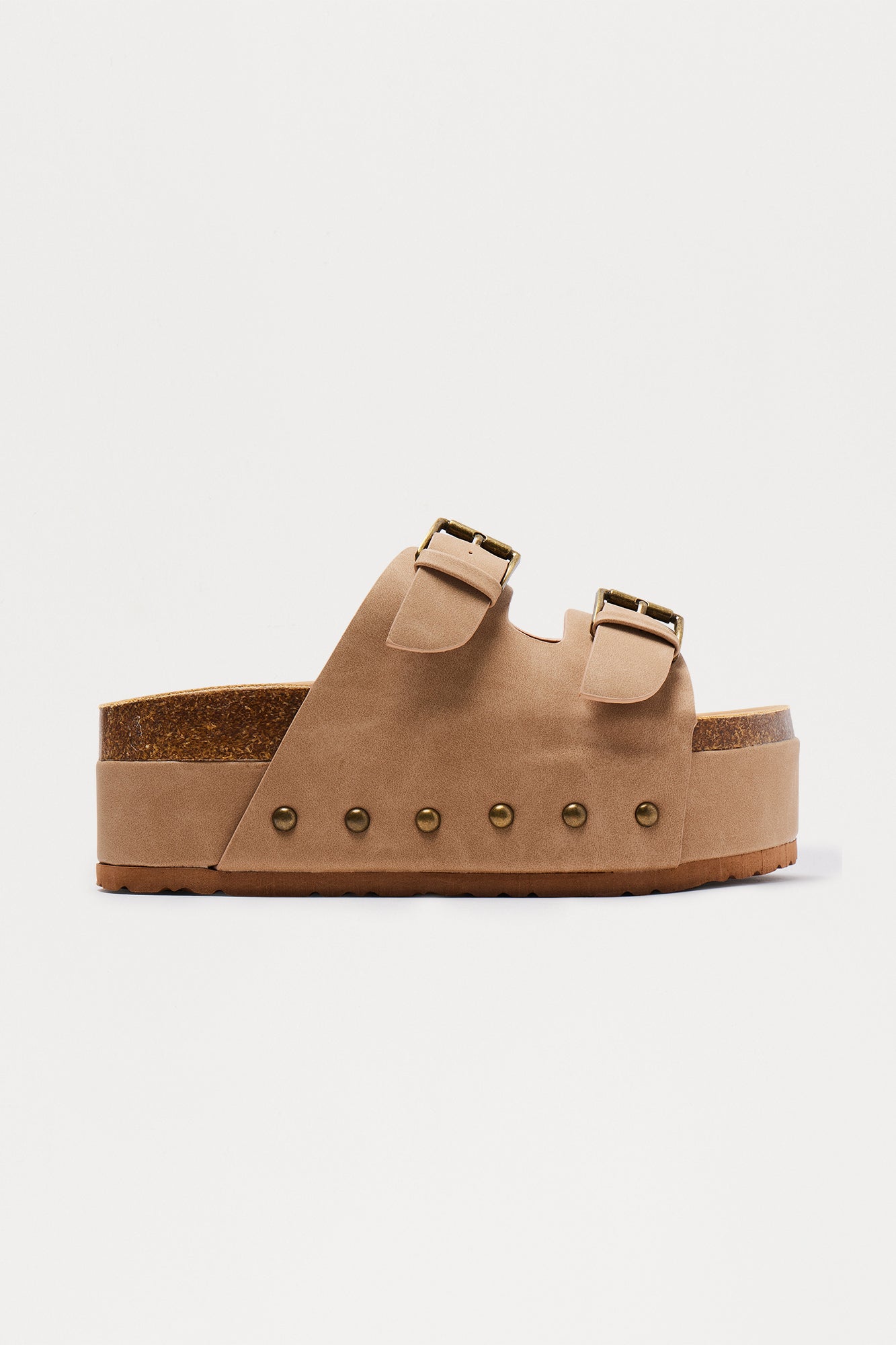Dori Buckle Platform Sandals - Taupe