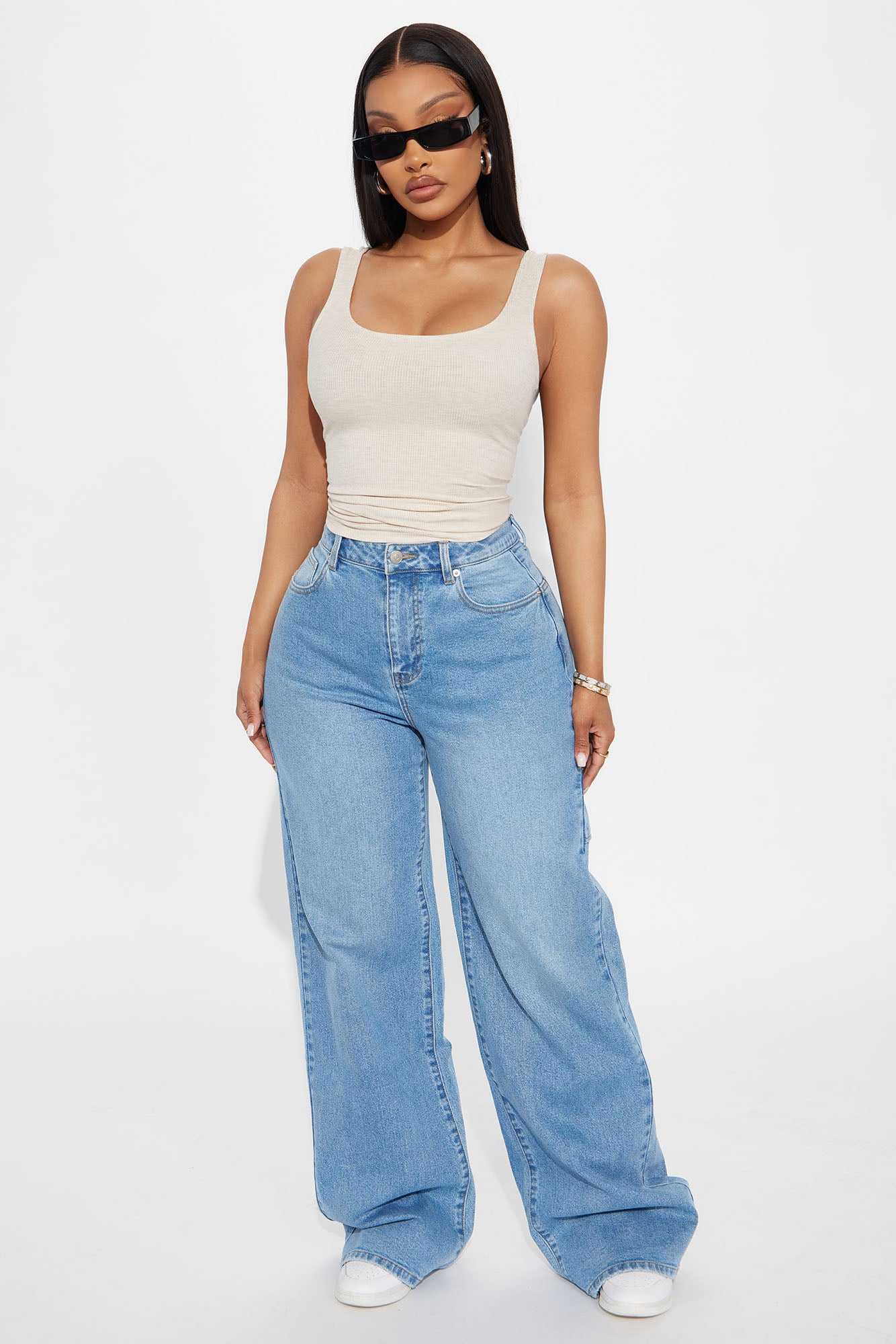 Madison Basic Square Neck Tank Top - Oatmeal