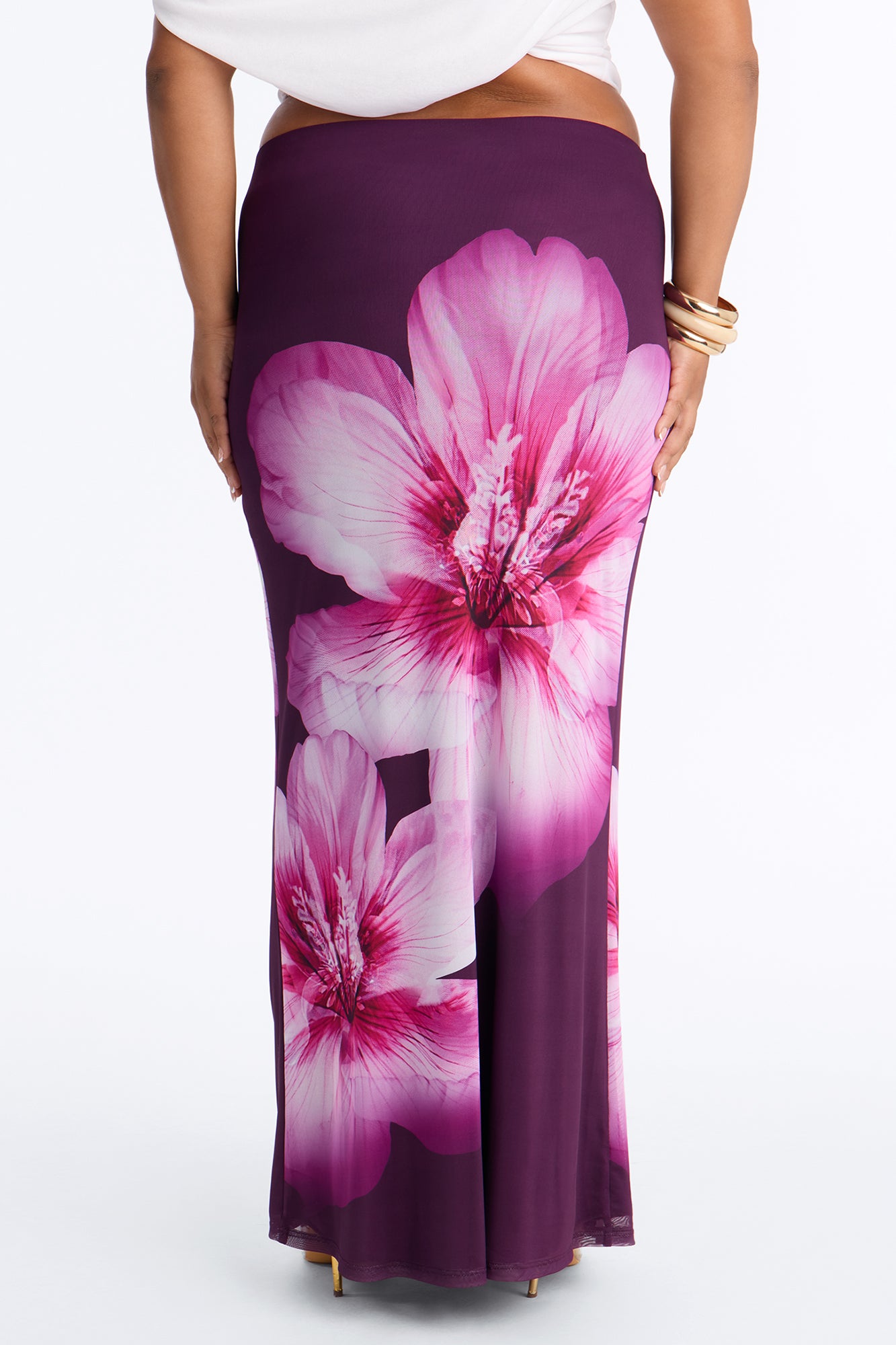 Isla Floral Mesh Maxi Skirt - Purple/combo