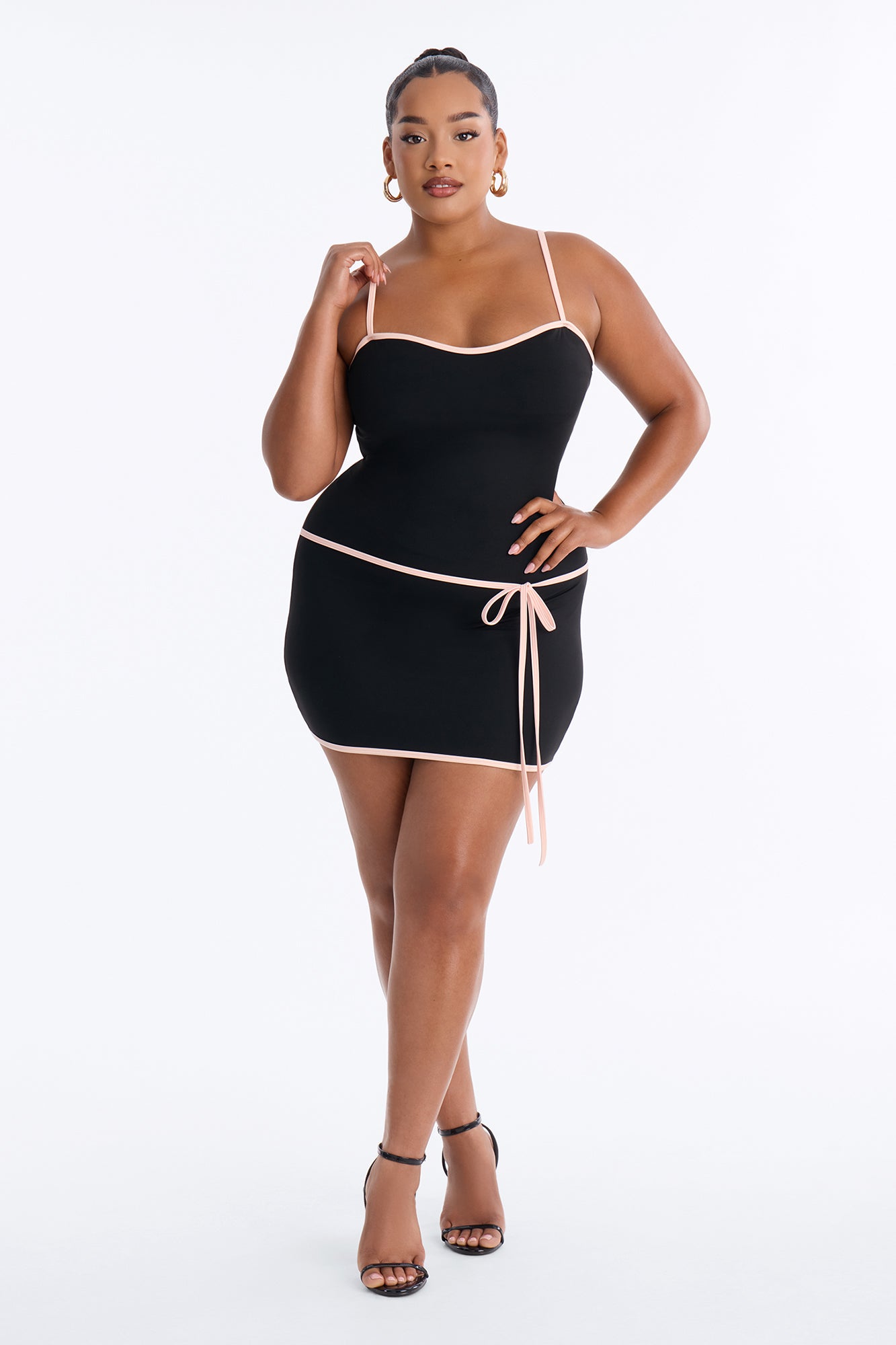 Lexi Spaghetti Strap Mini Dress - Black/Pink