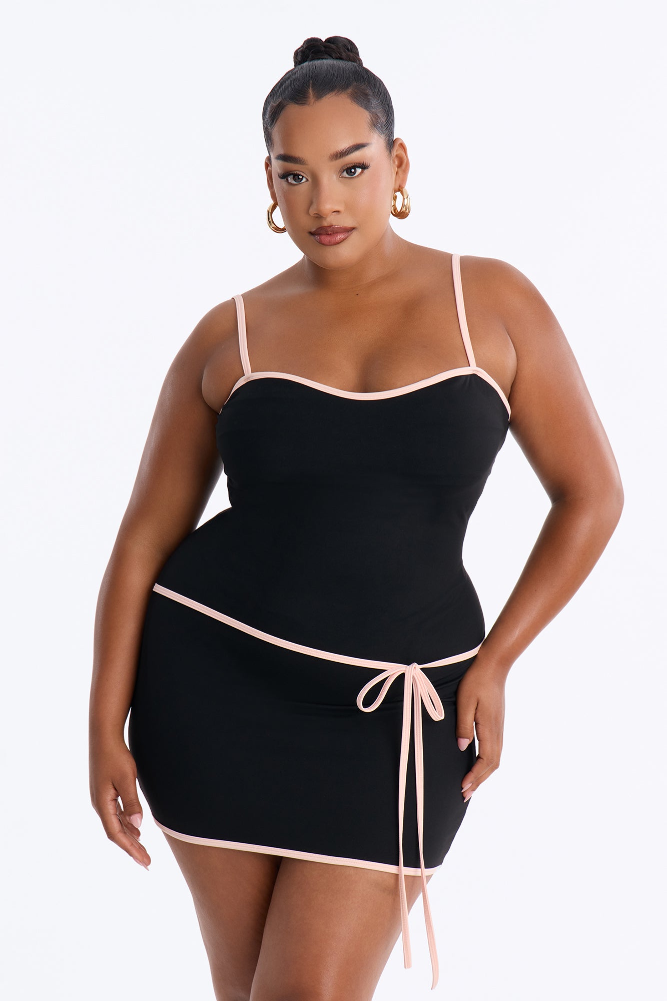 Lexi Spaghetti Strap Mini Dress - Black/Pink