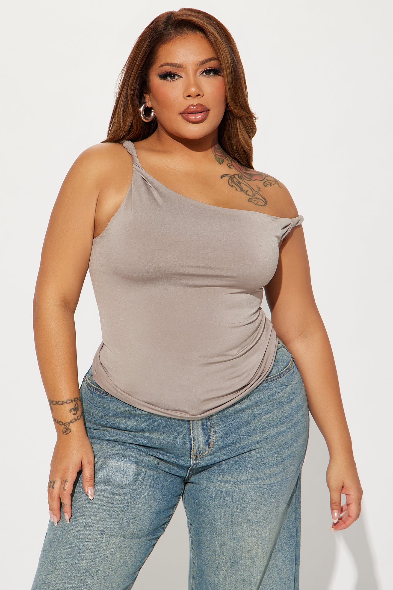 On Replay Twist Shoulder Top - Stone