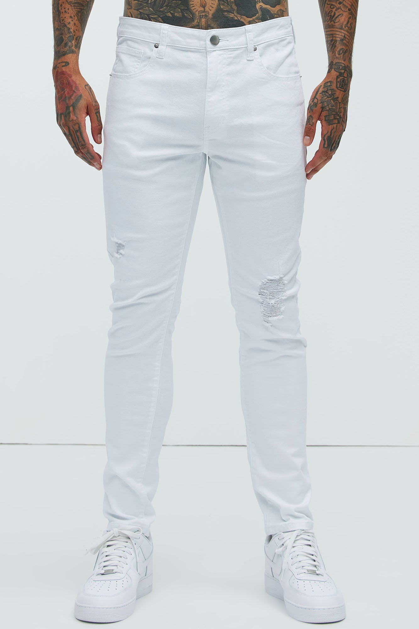 Take No L's Skinny Jean - White