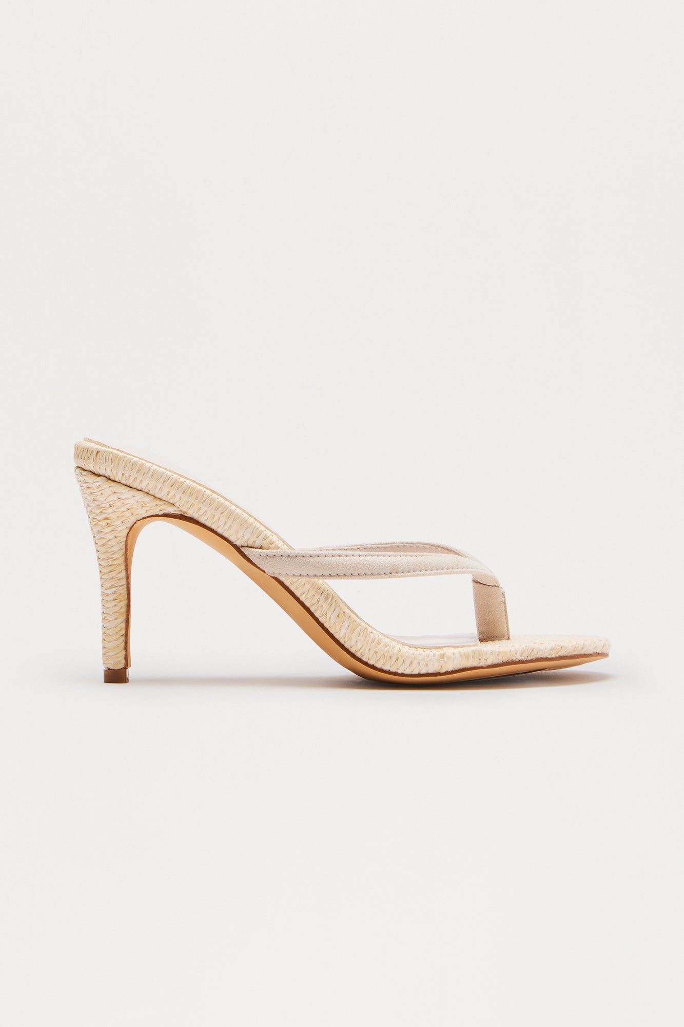 Saros Raffia Thong Mules - Cream