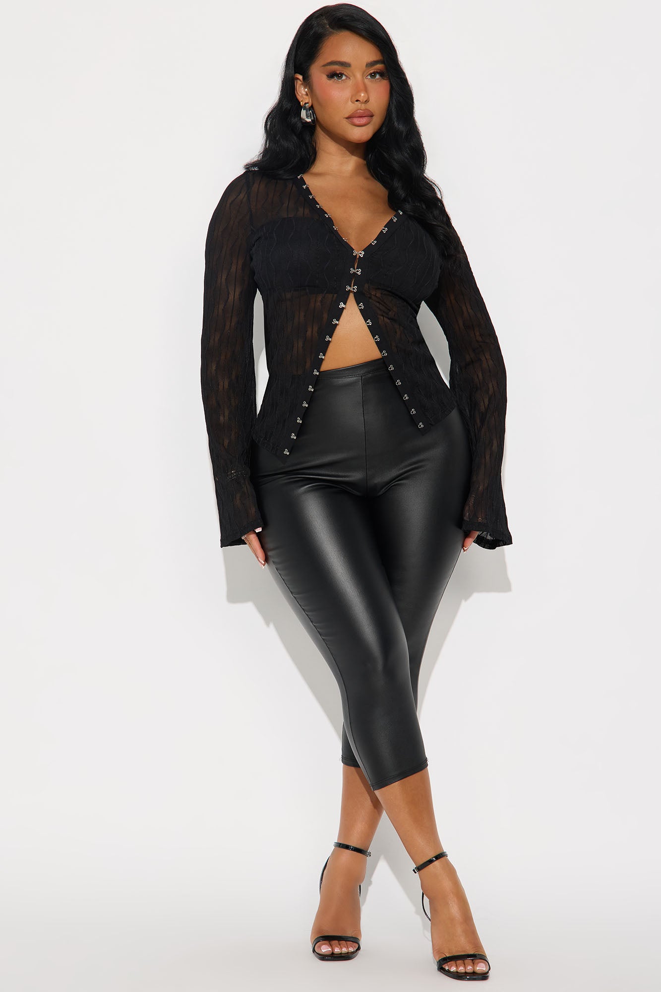 Dark Dream Long Sleeve Flyaway Top - Black