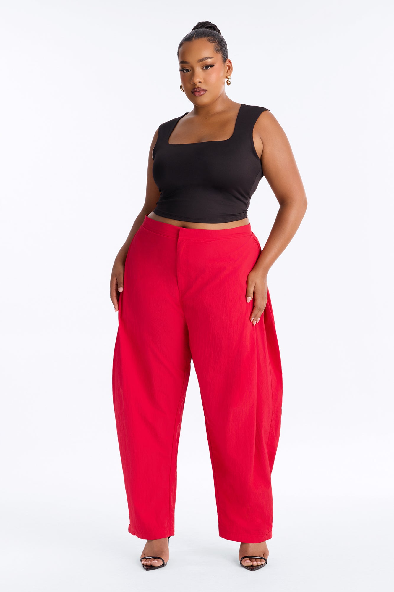 Nylon Windbreaker Pant - Red