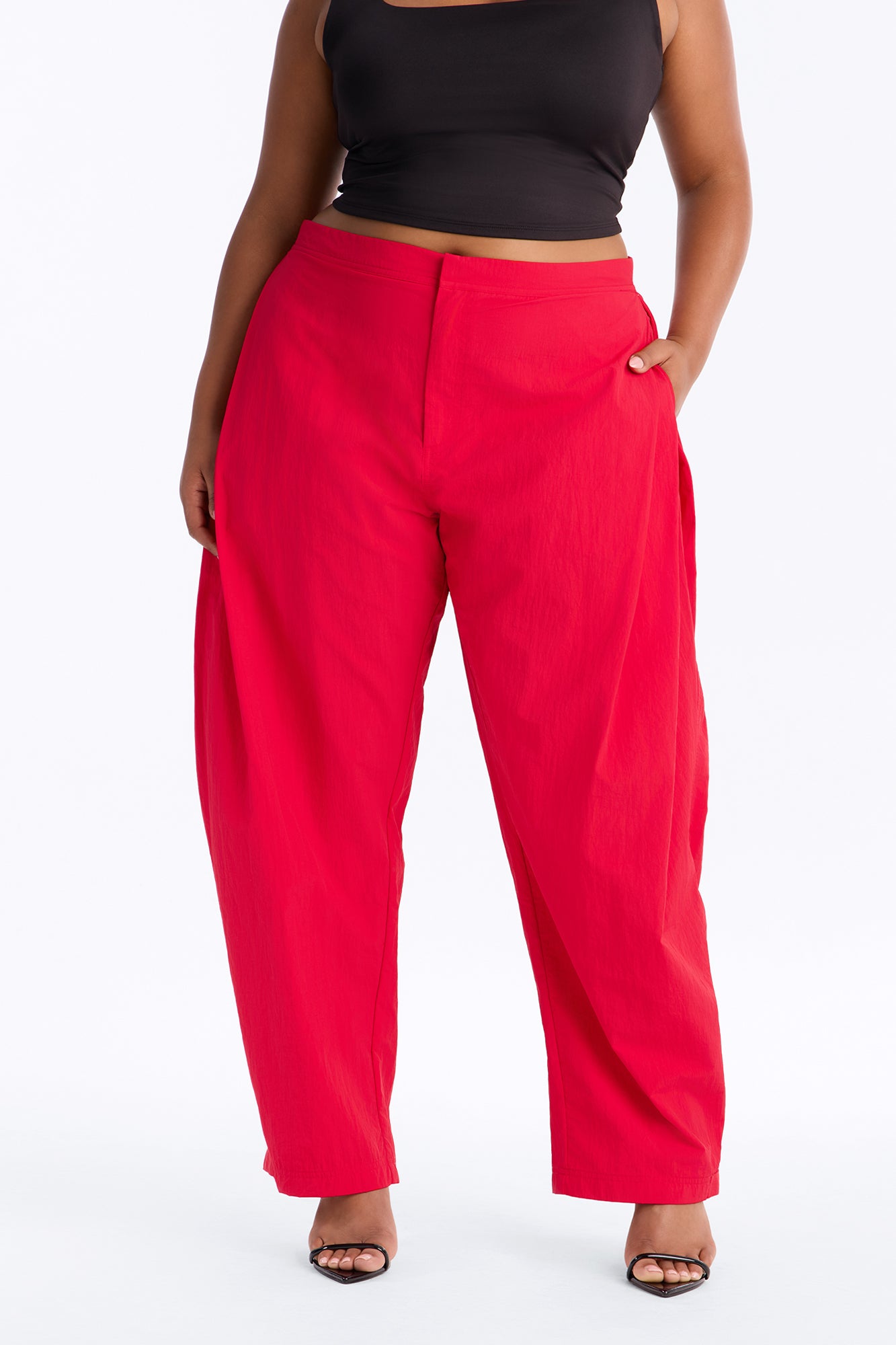 Nylon Windbreaker Pant - Red