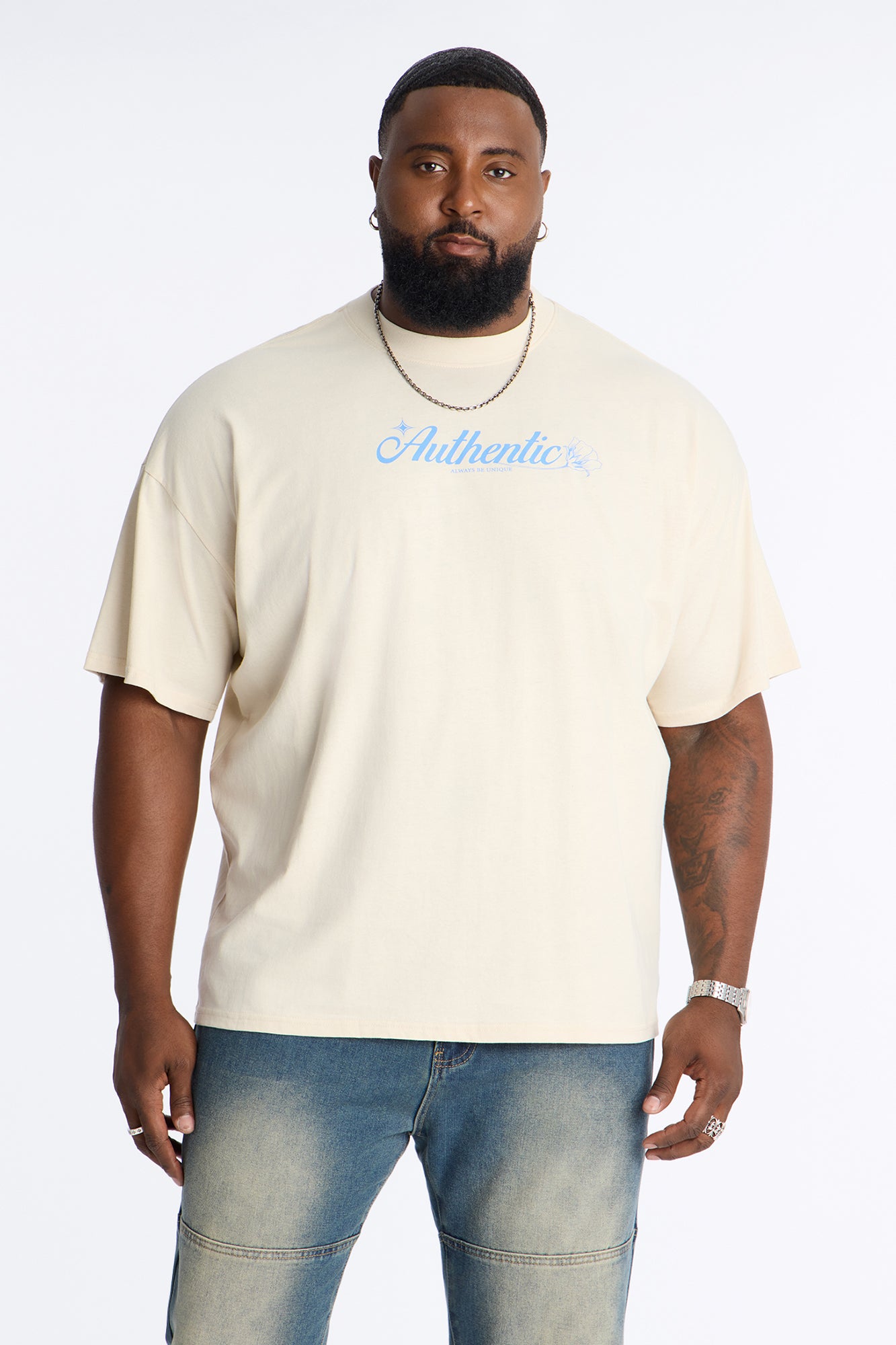 Authentic Since 1996 Oversized Short Sleeve Tee - Off White