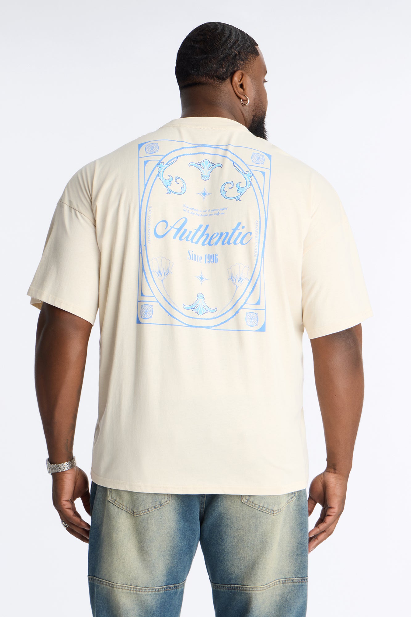 Authentic Since 1996 Oversized Short Sleeve Tee - Off White