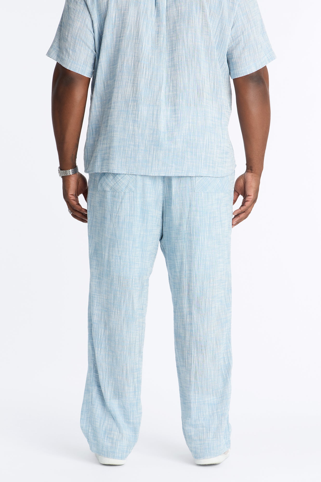Slub Texture Relaxed Pant - Blue