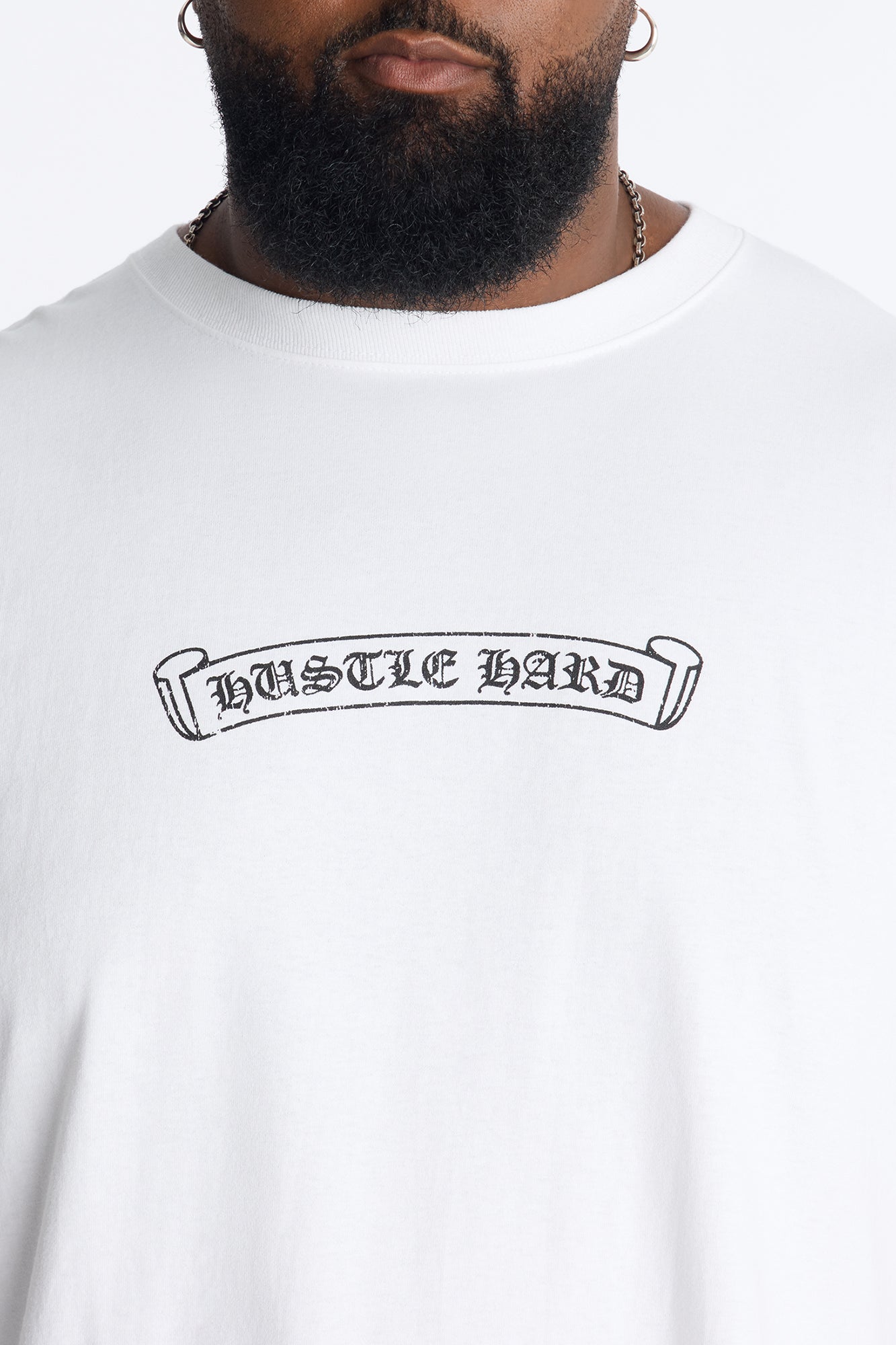 Hustle Hard Boxy Short Sleeve Tee - White