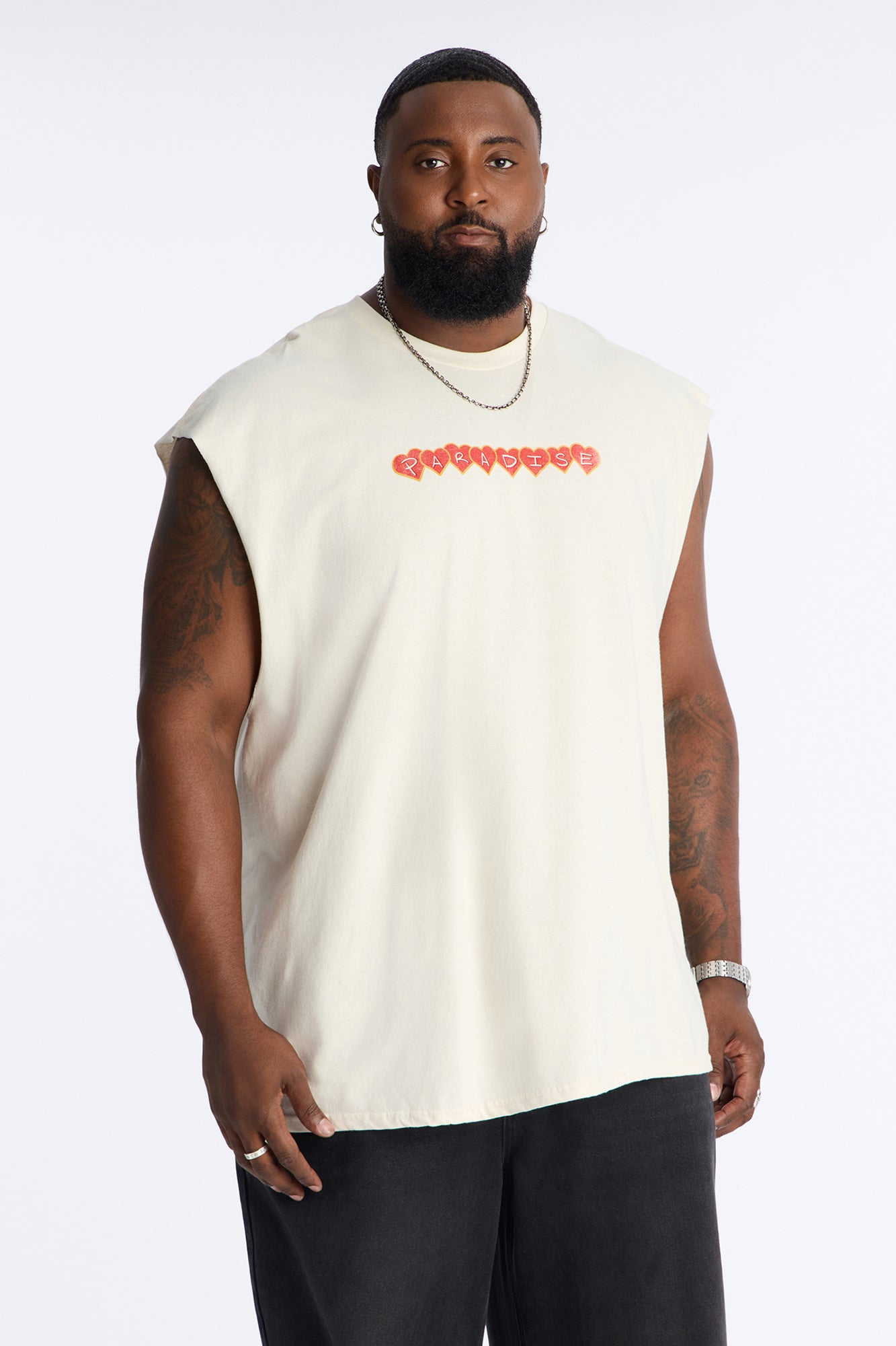 Angel Paradise Oversized Muscle Tee - Cream