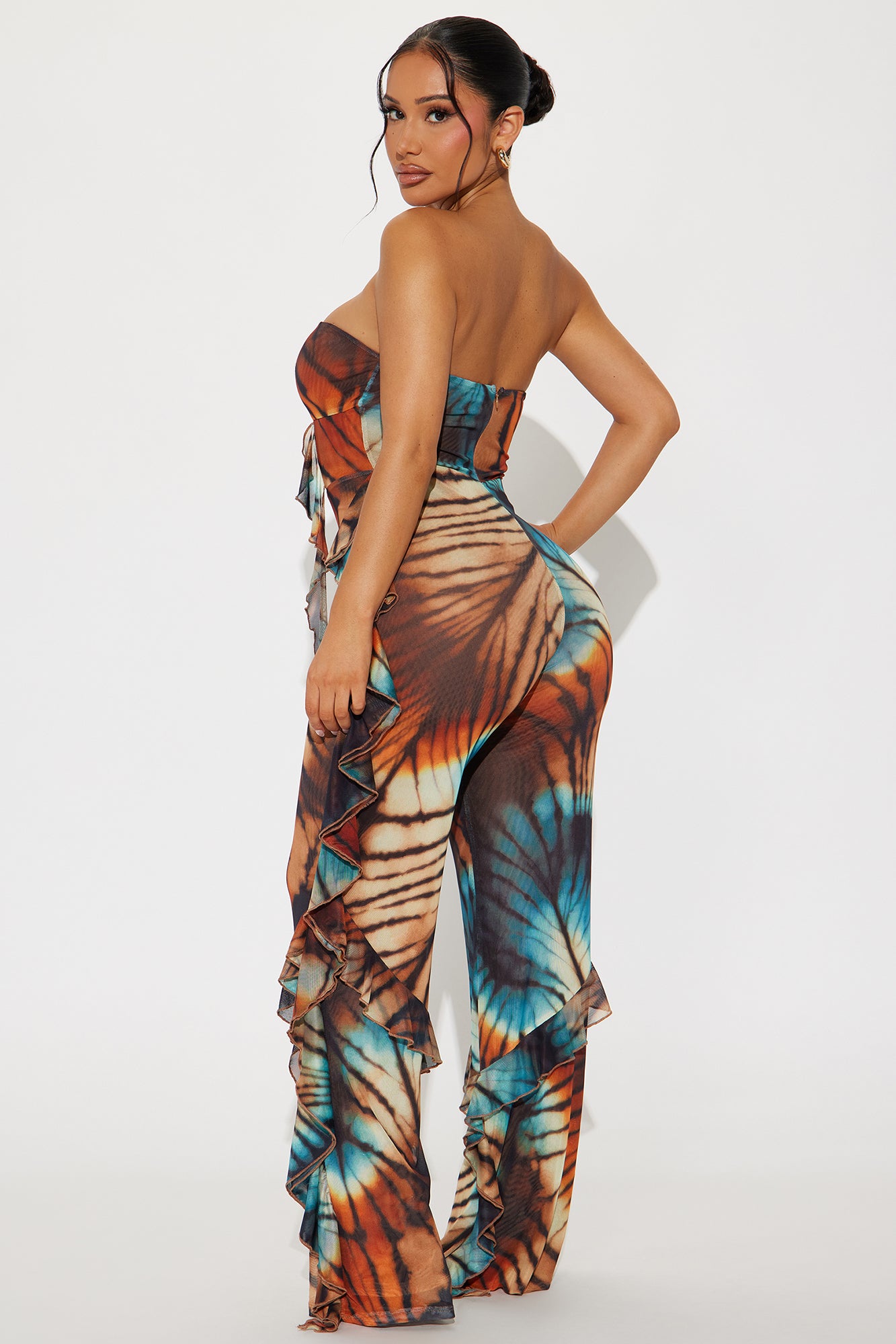 Ivy Mesh Jumpsuit - Rust/combo