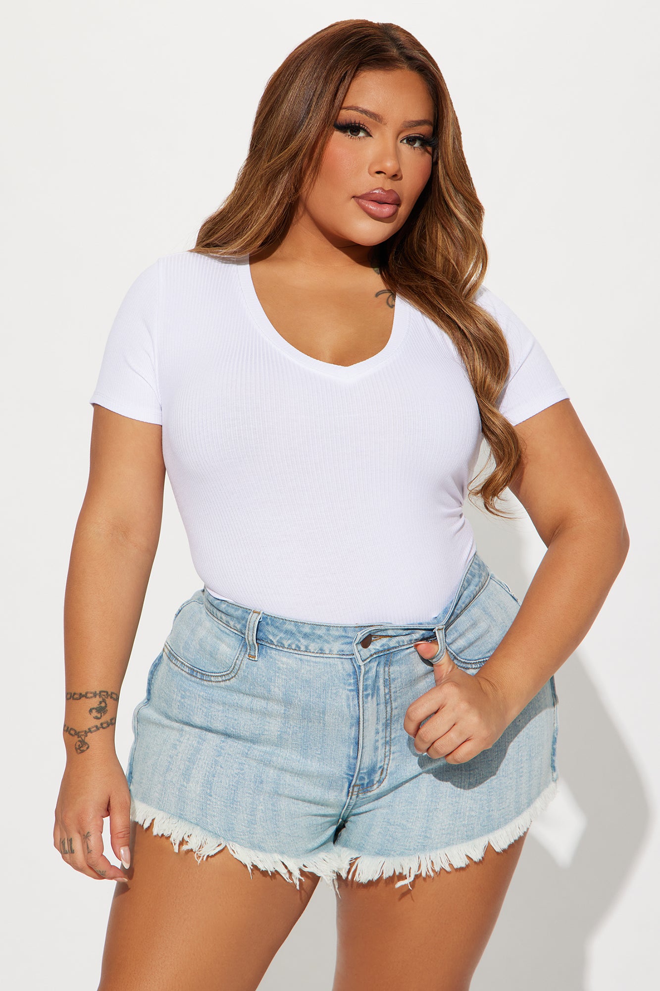 Natalie Ribbed Tee - White