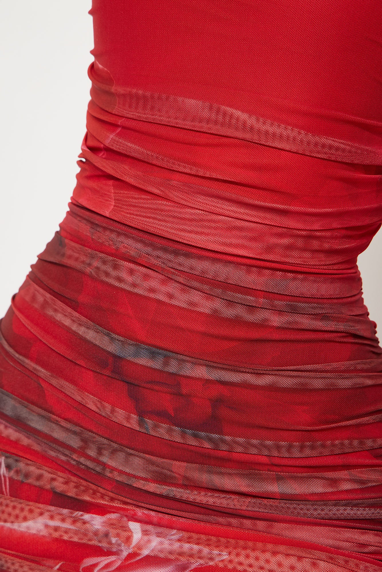 Mariana Floral Mesh Maxi Dress - Red/combo
