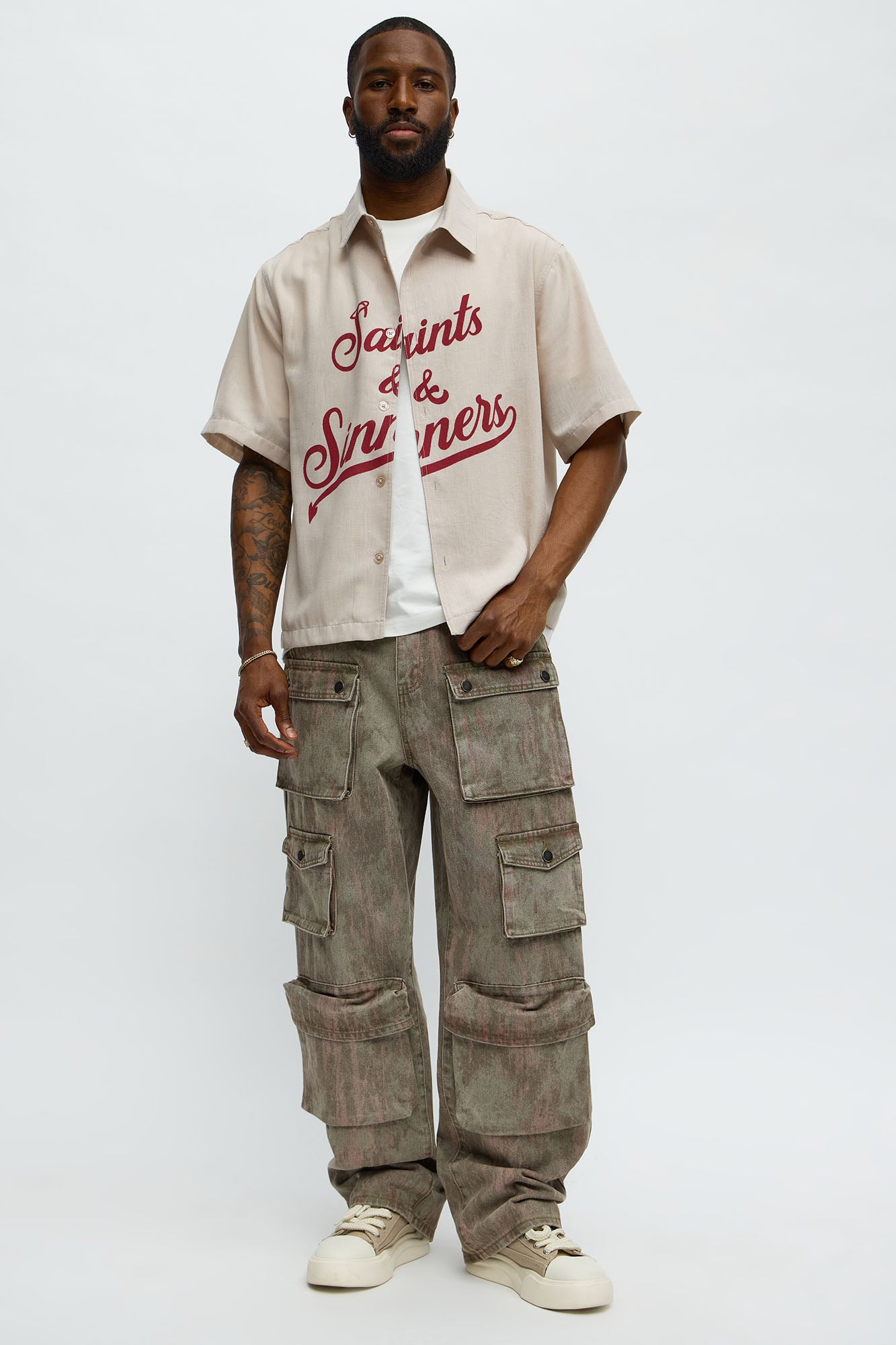 Run It By Baggy Cargo Jeans - Brown