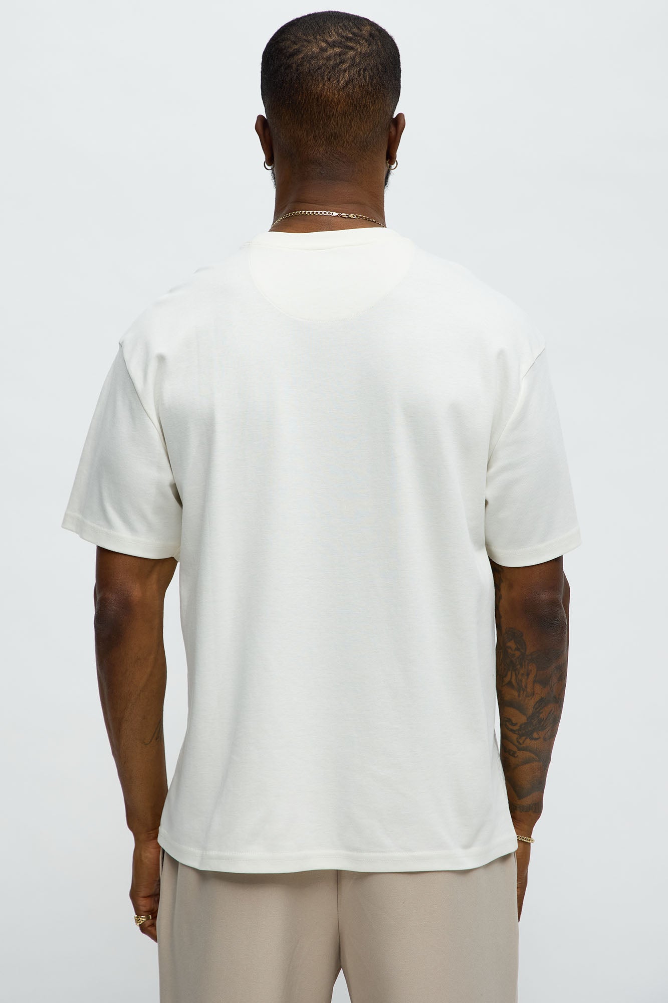 Textured Geometric Short Sleeve Tee - Off White