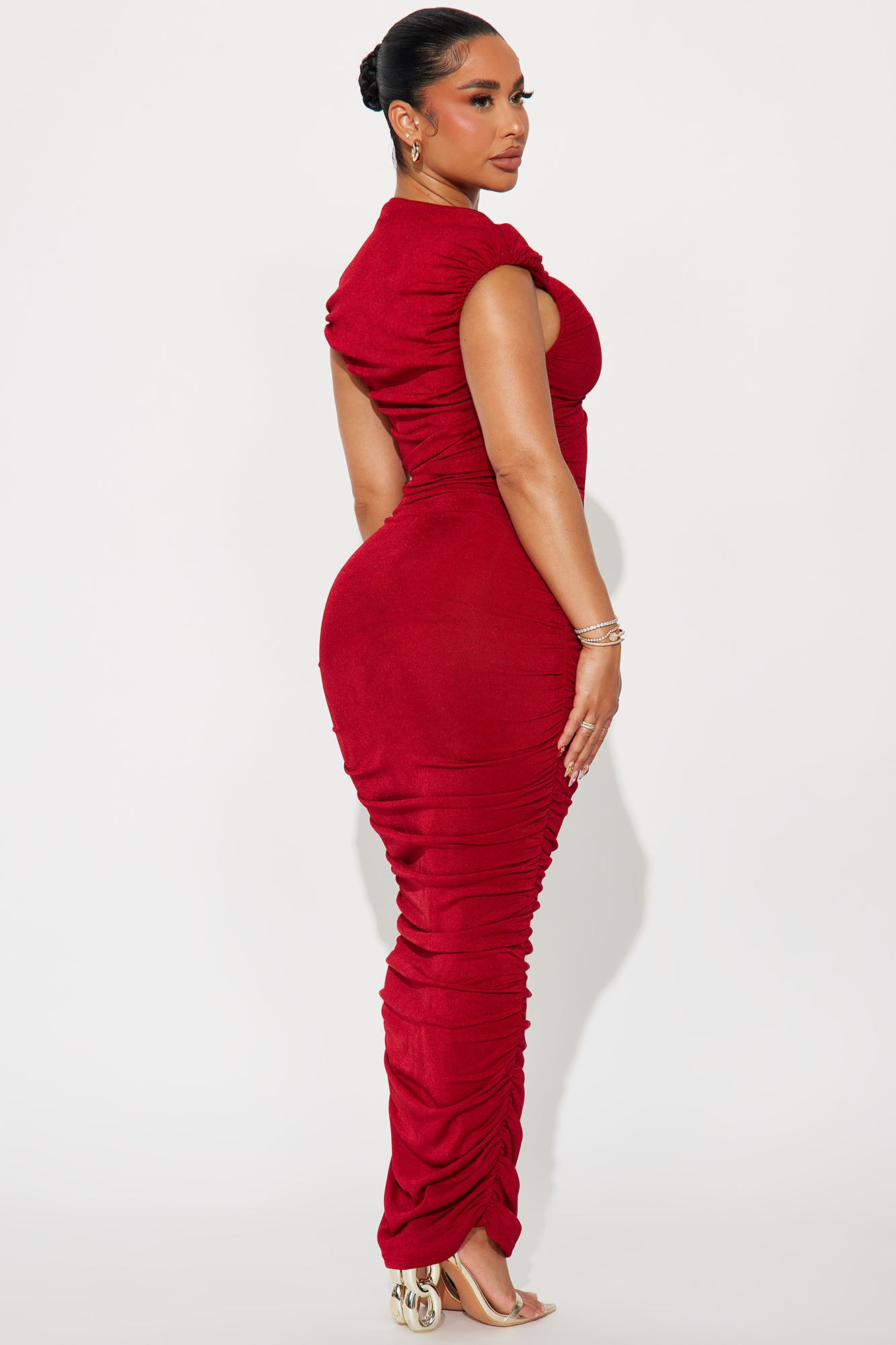 Sofie Ruched Maxi Dress - Red