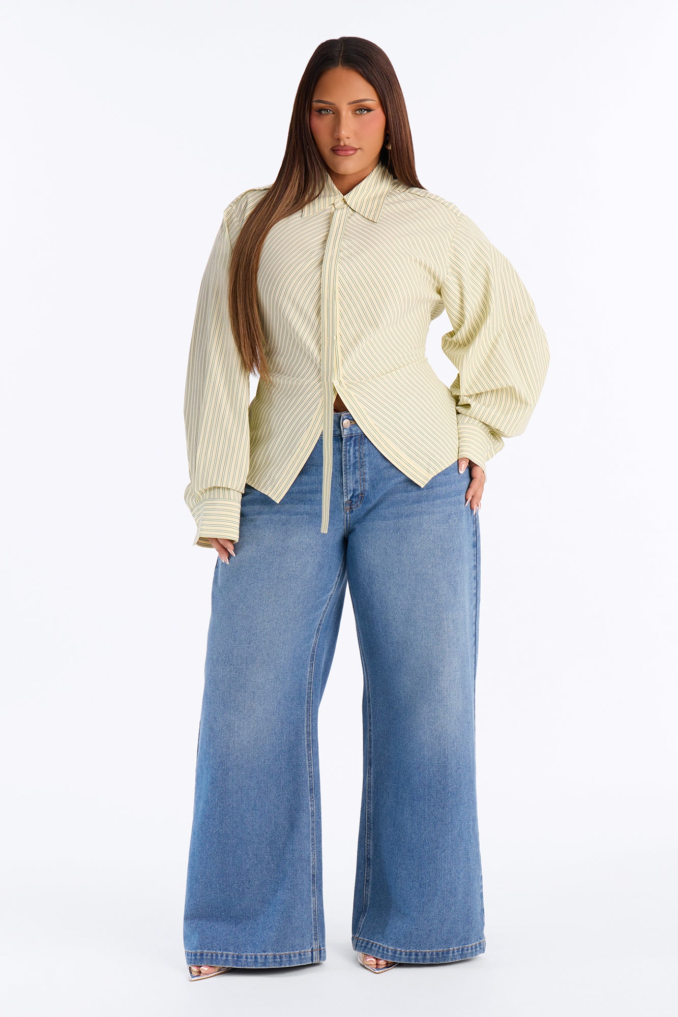 Doing The Most Striped Poplin Shirt - Butter Yellow