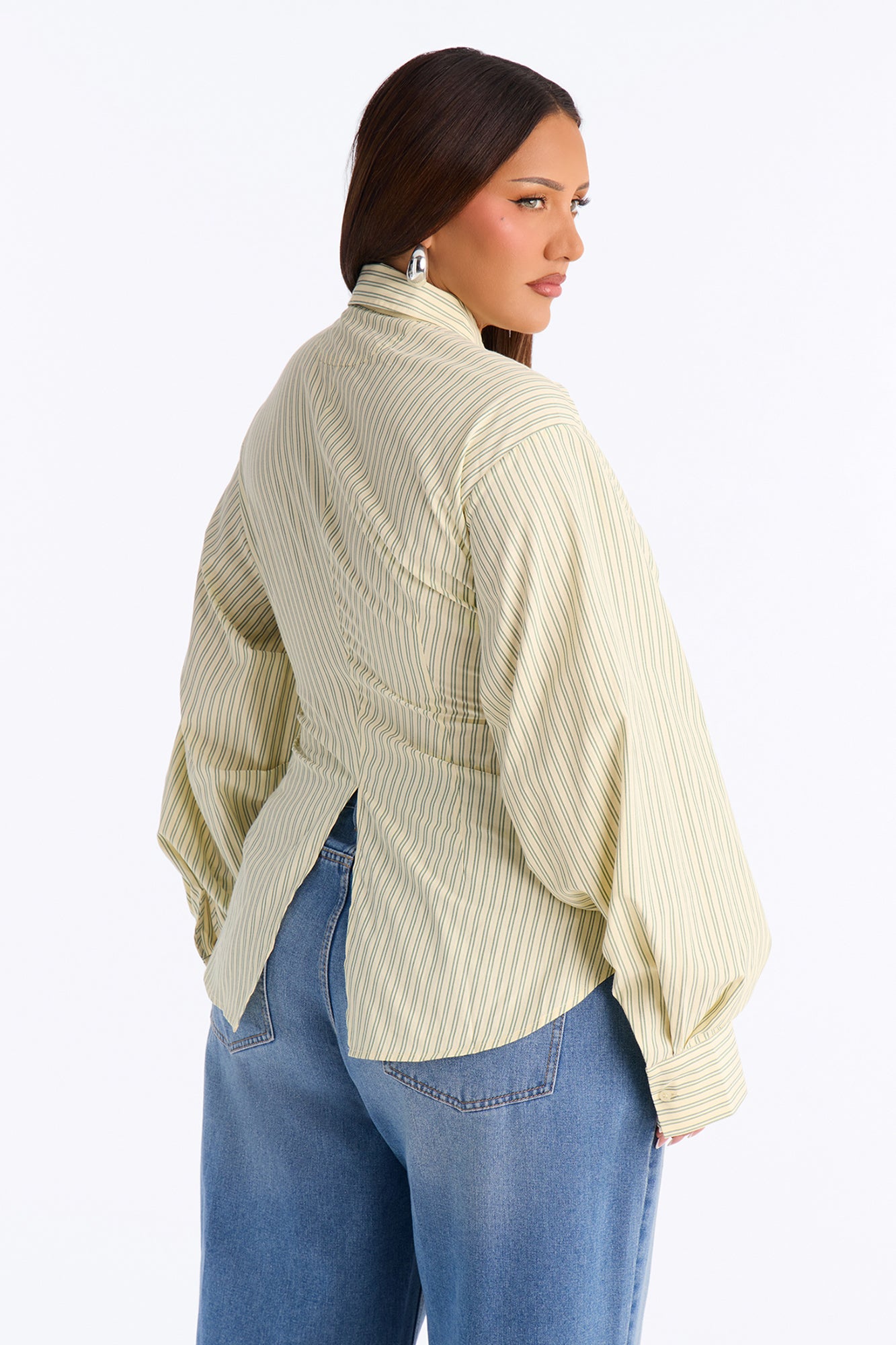 Doing The Most Striped Poplin Shirt - Butter Yellow