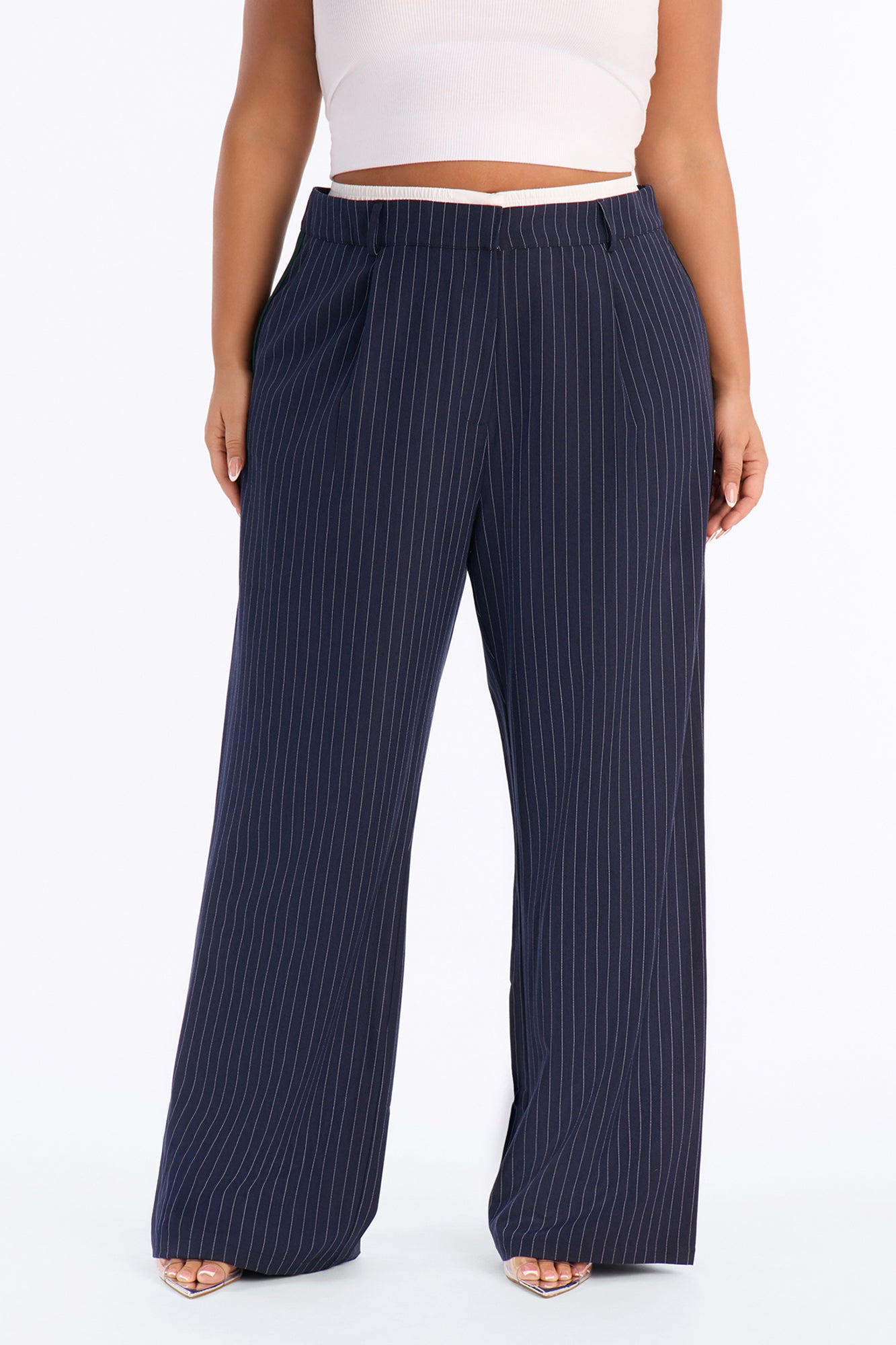 Dedicated To You Double Waistband Trouser - Navy/combo