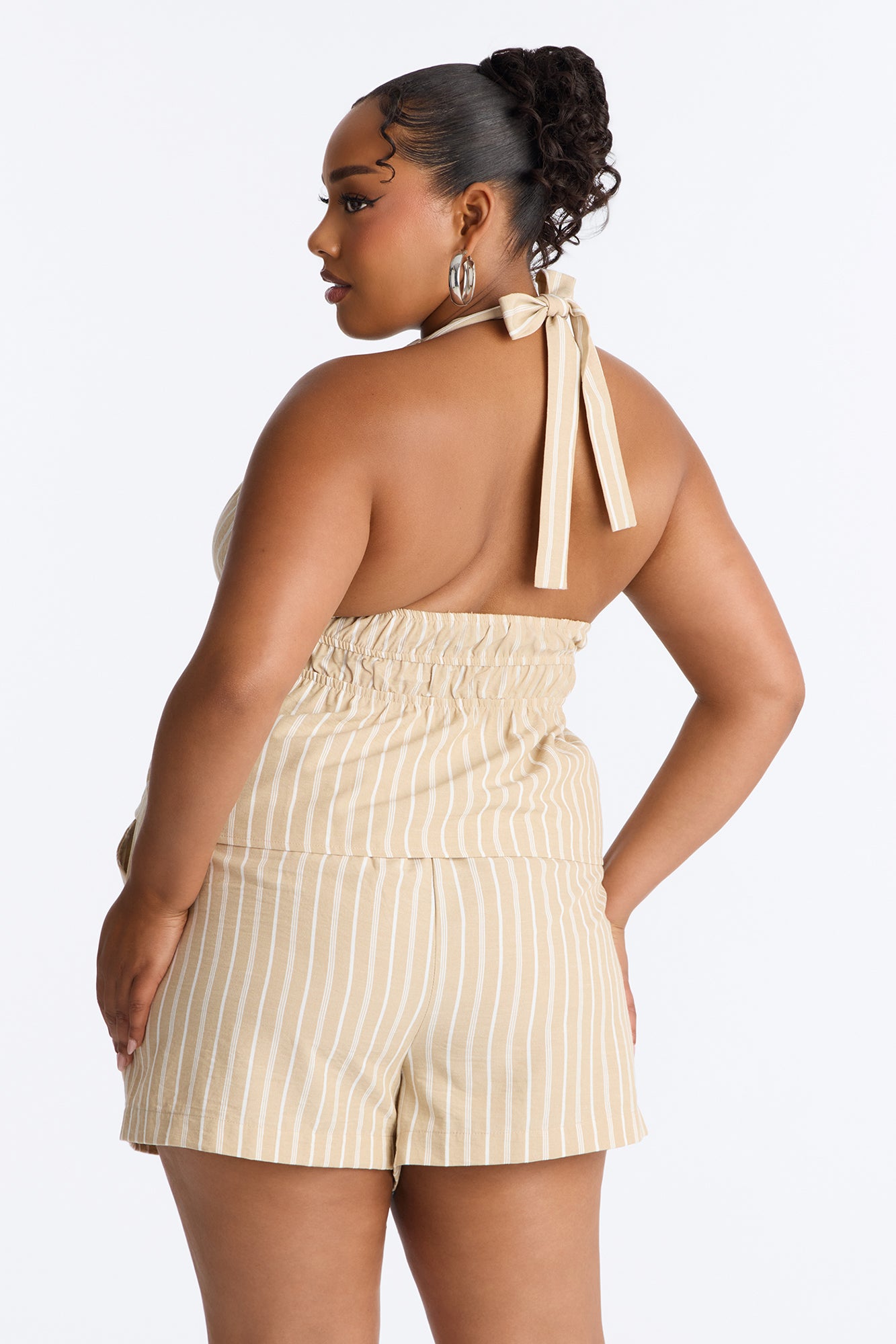 Leticia Striped Linen Short Set - Sand/combo