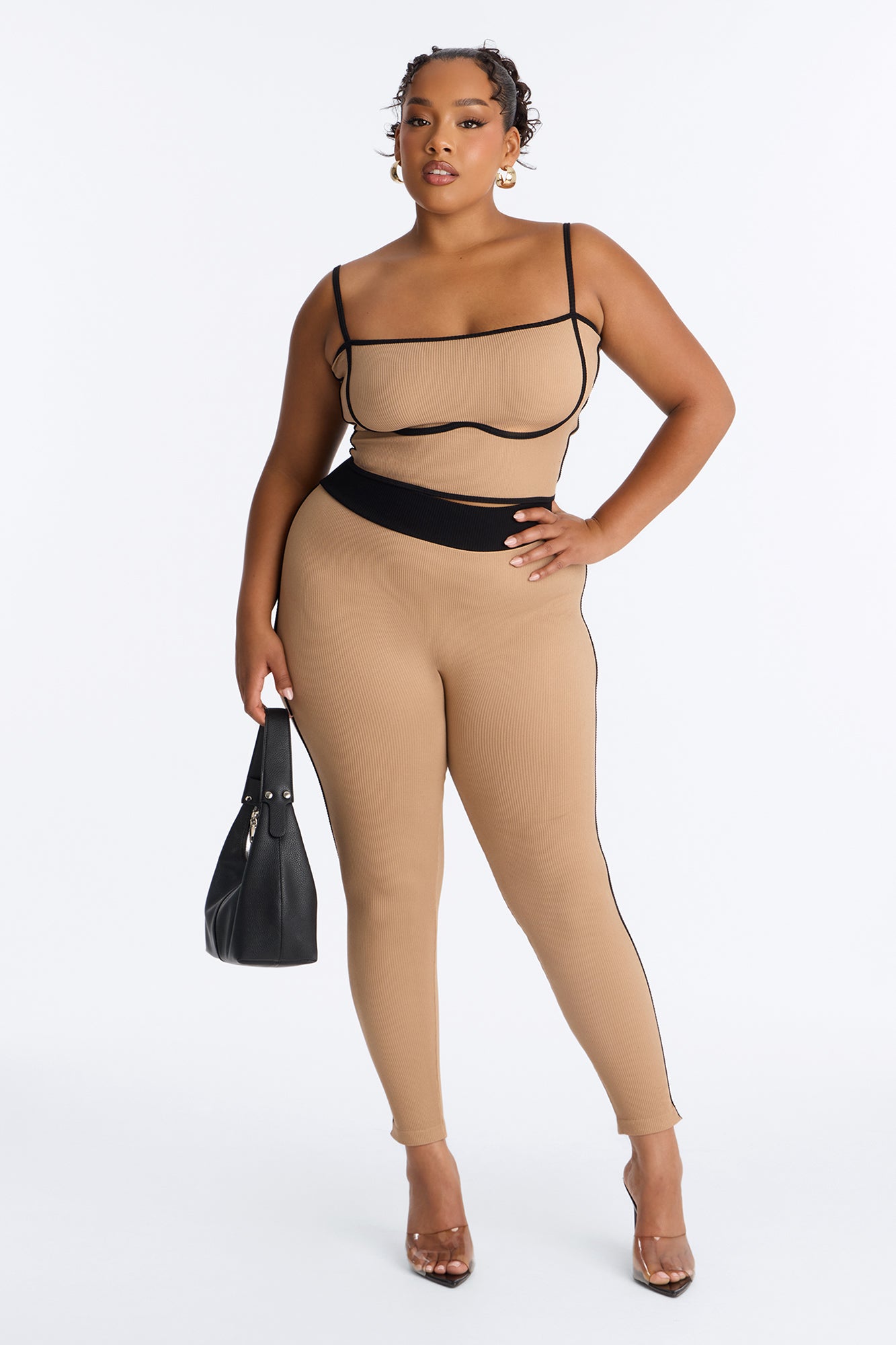 Pushing Limits Seamless Legging Pant Set - Taupe/combo