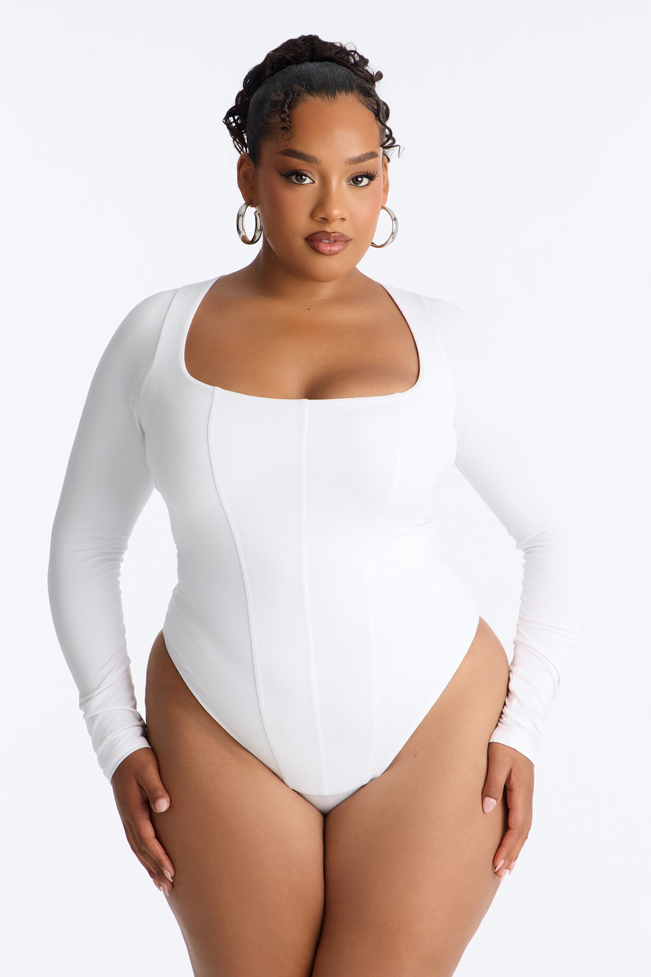 Sammy Square Neck Bodysuit - White