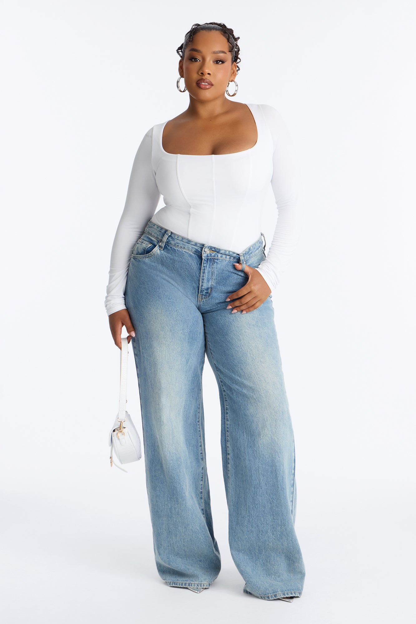 Sammy Square Neck Bodysuit - White