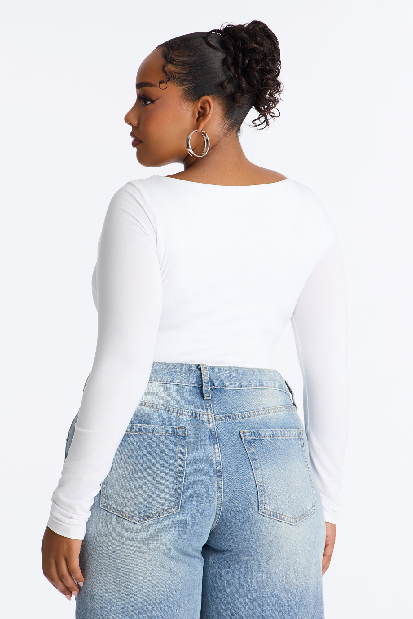 Sammy Square Neck Bodysuit - White