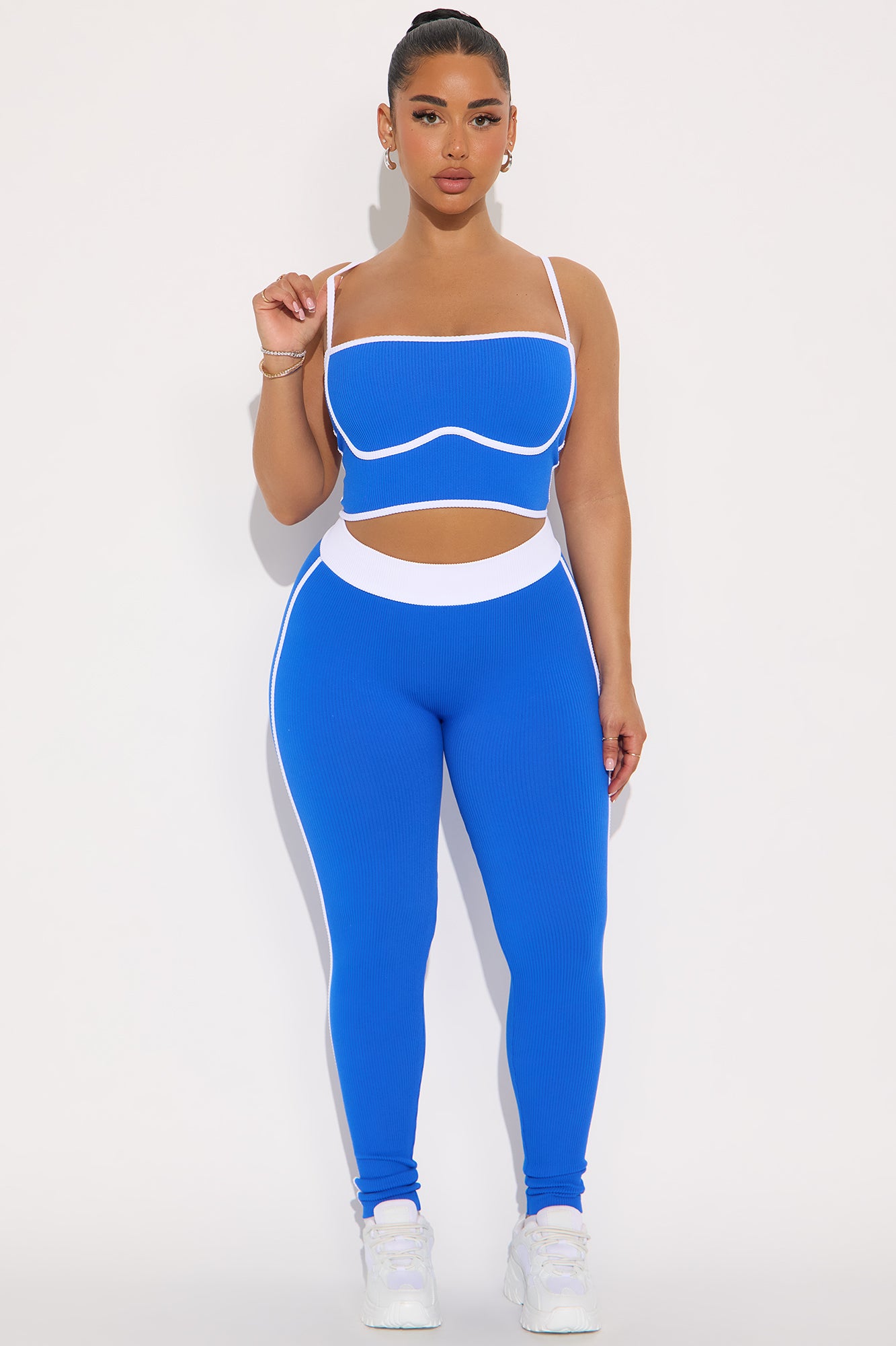Pushing Limits Seamless Legging Pant Set - Royal/combo
