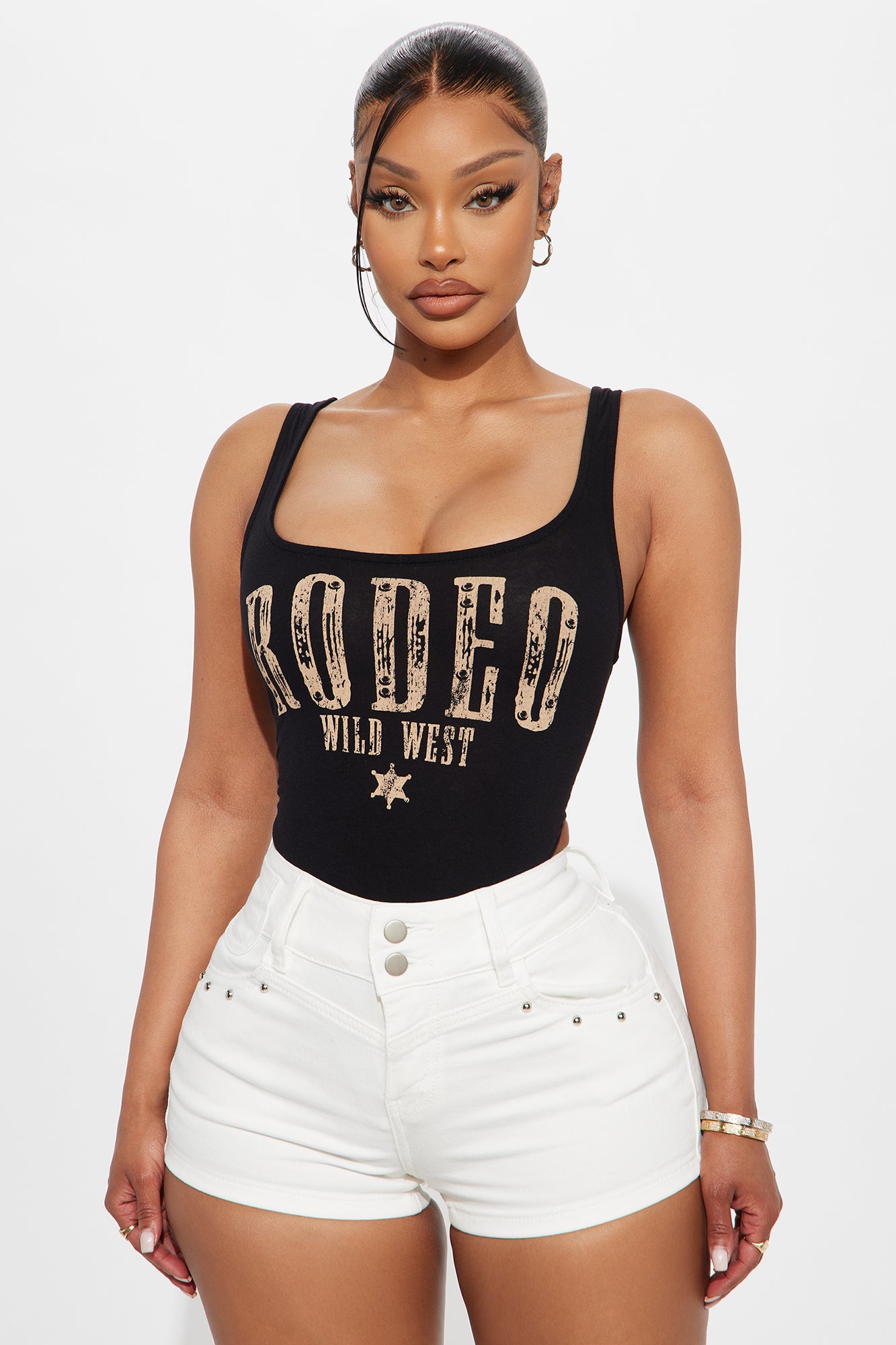 Rodeo Wild West High Cut Bodysuit - Black
