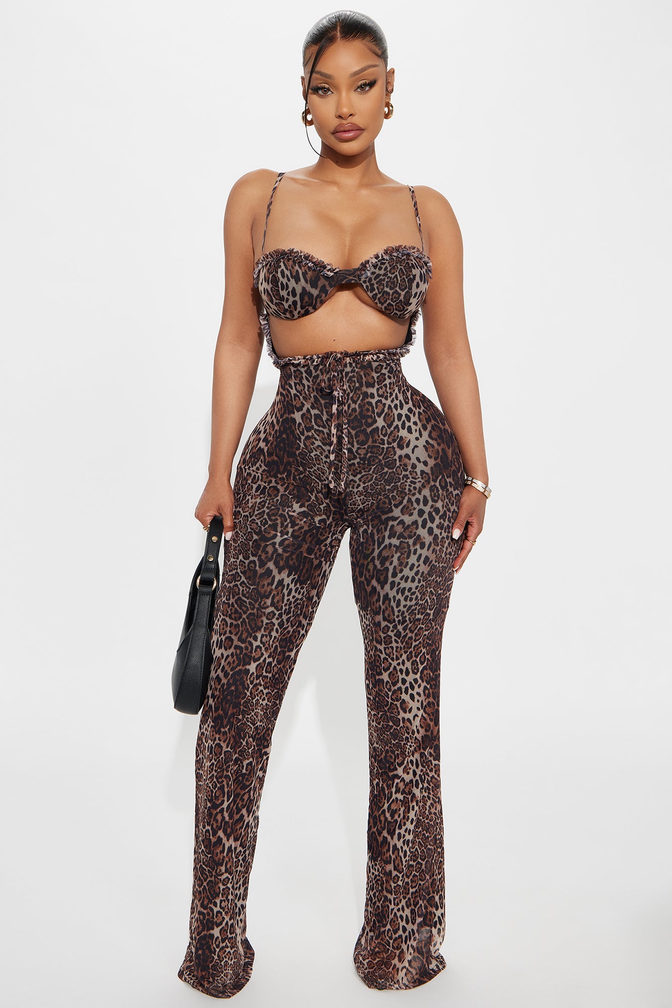 Lulu Leopard Print Mesh Jumpsuit - Brown