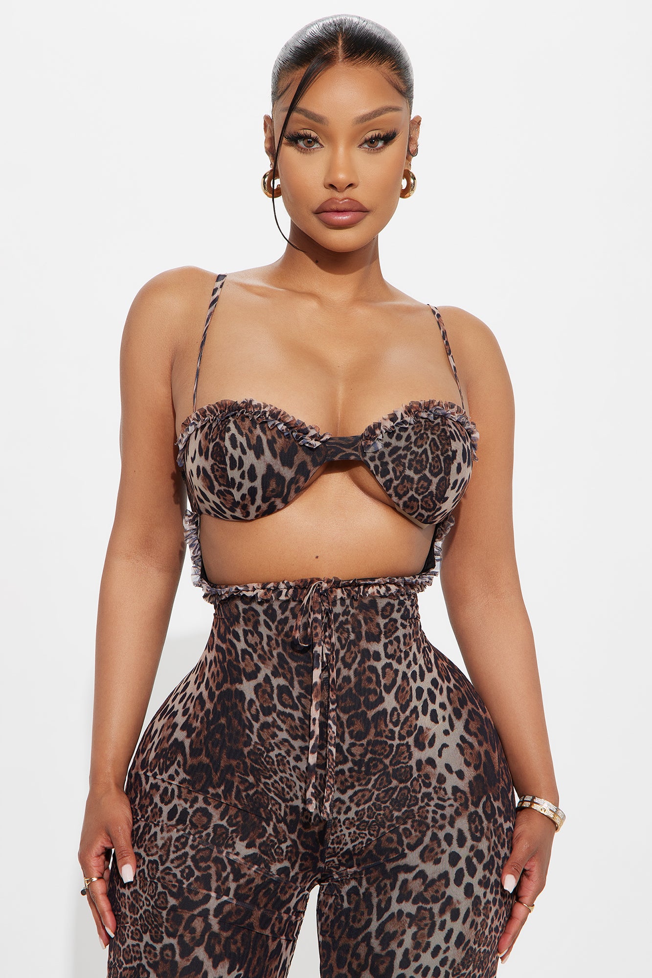 Lulu Leopard Print Mesh Jumpsuit - Brown