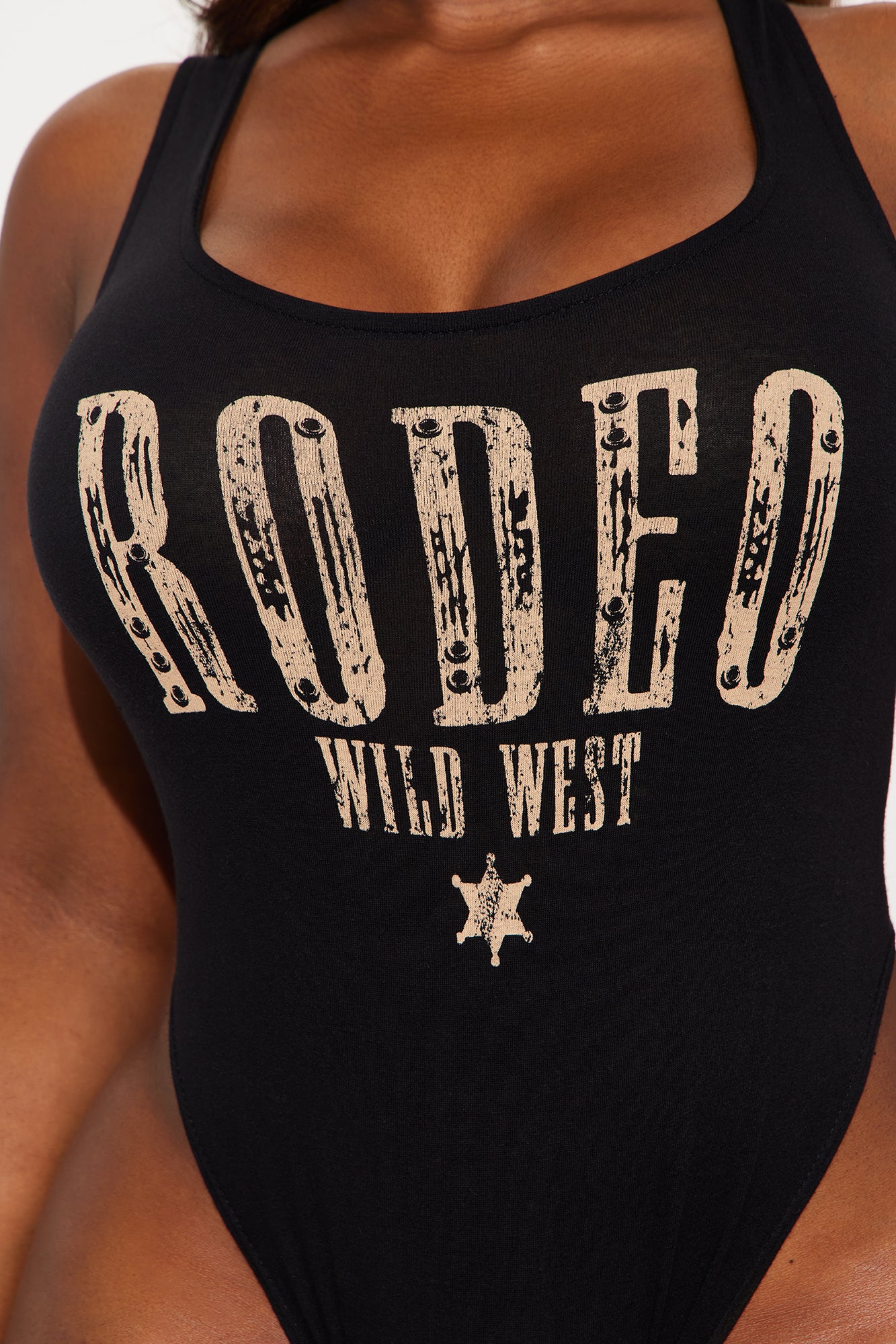 Rodeo Wild West High Cut Bodysuit - Black