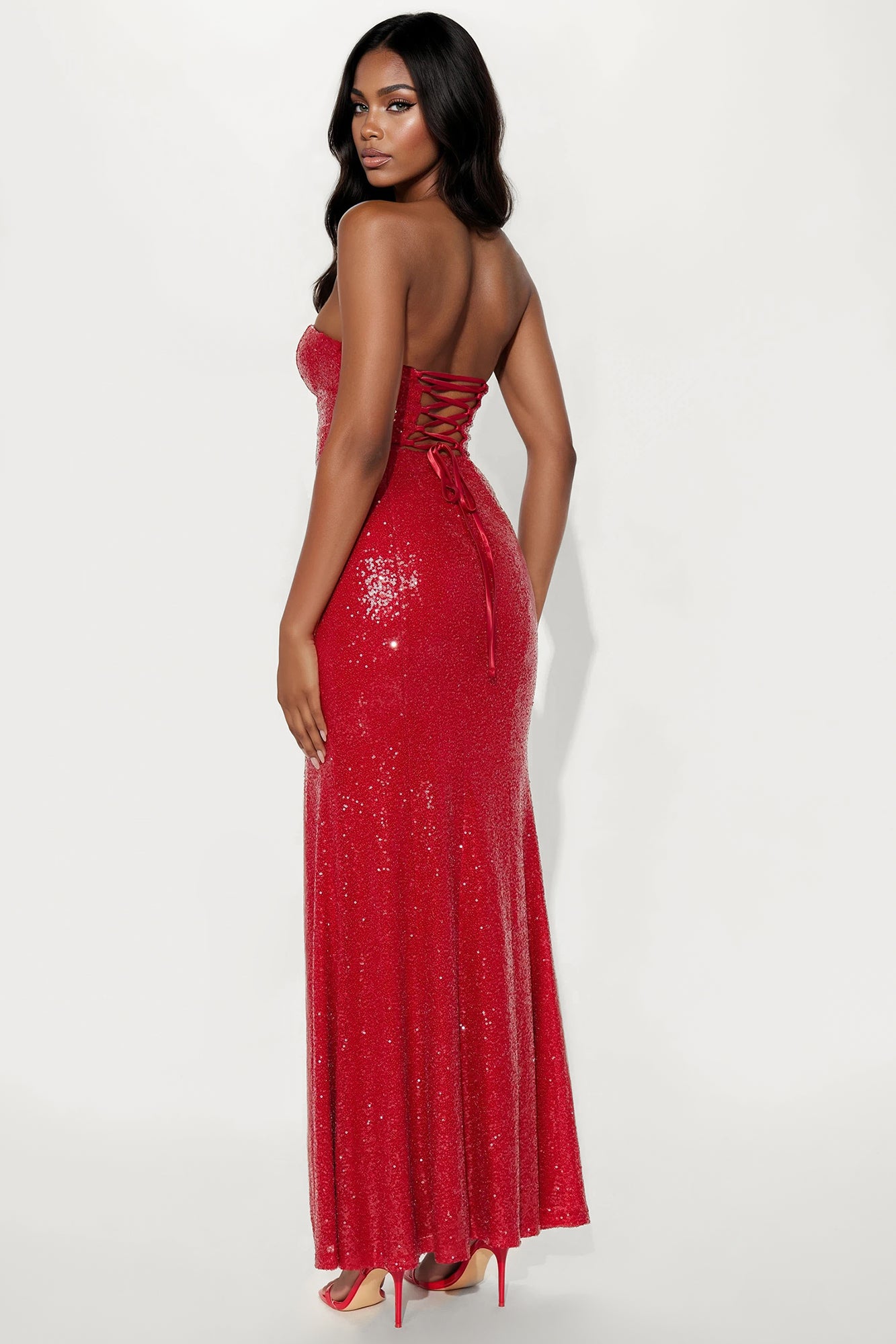 Elegant Affair Sequin Gown - Red