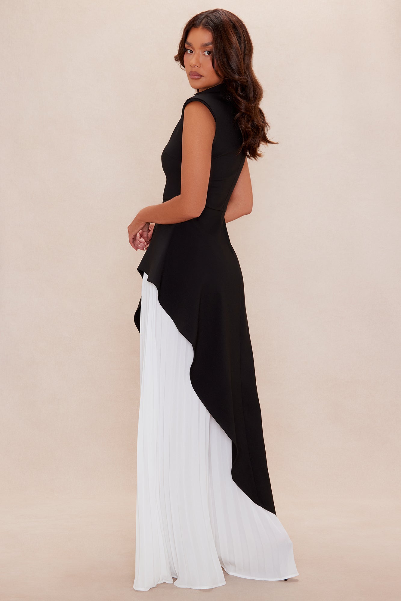 Paris Pleated Pant Set - Black/White