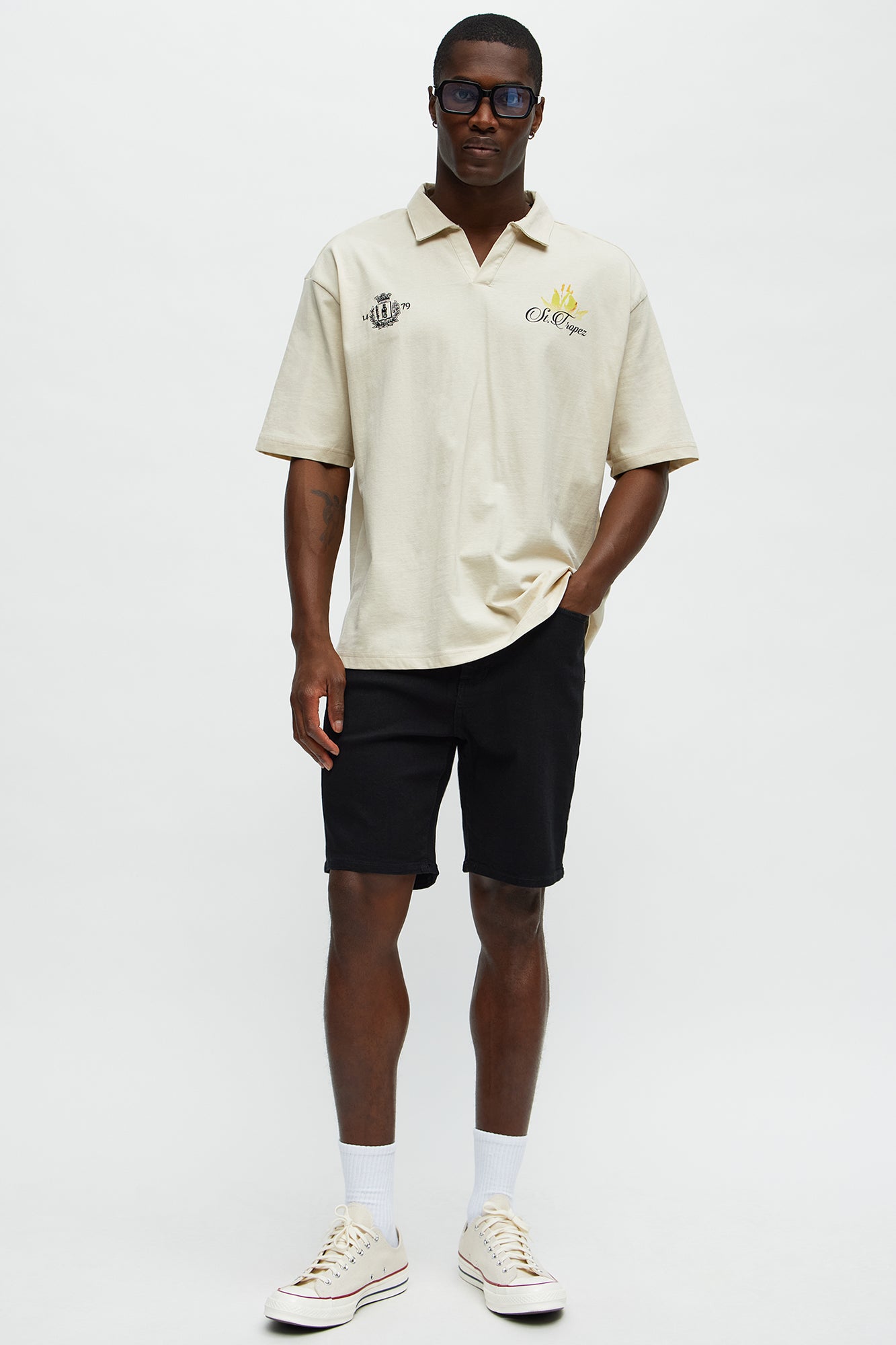 Cornell Slim Denim Shorts - Black