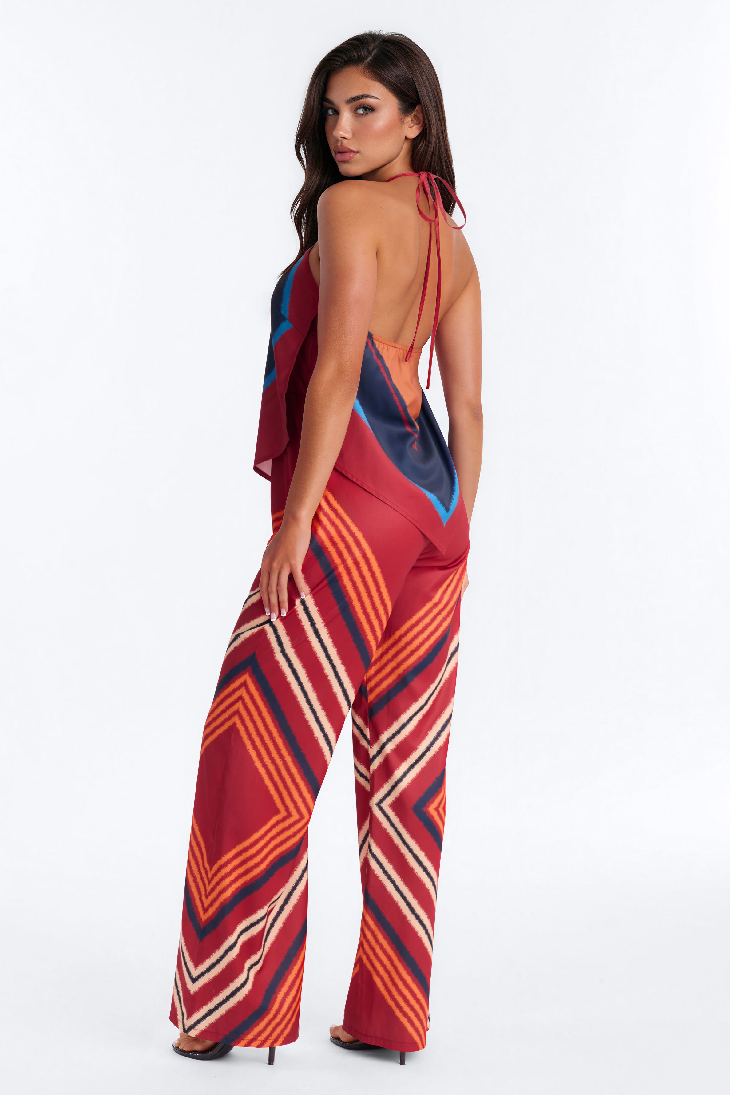 Resort Escape Satin Wide Leg Jumpsuit - Rust