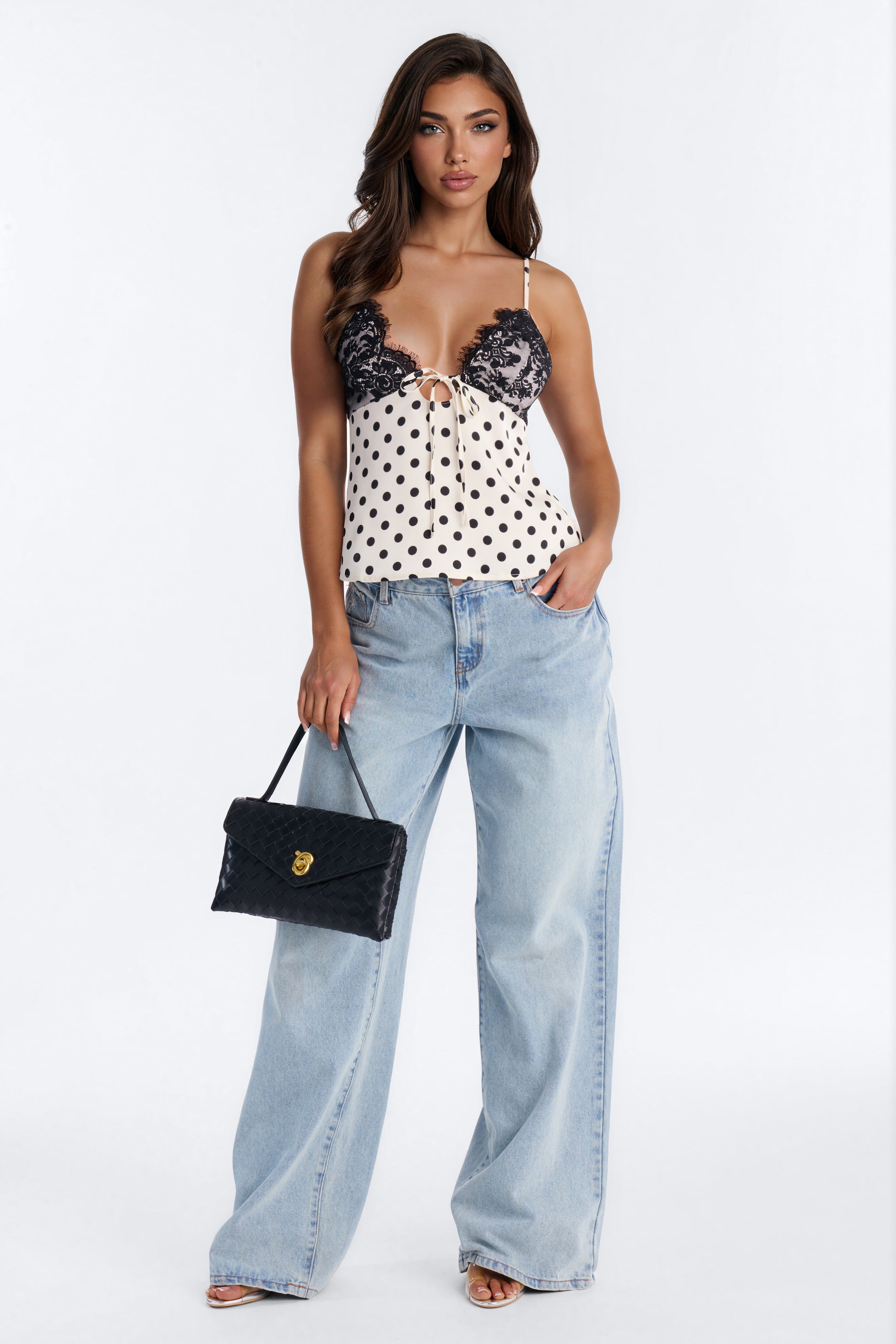 Maribelle Polka Dot Cami Top - Ivory/combo