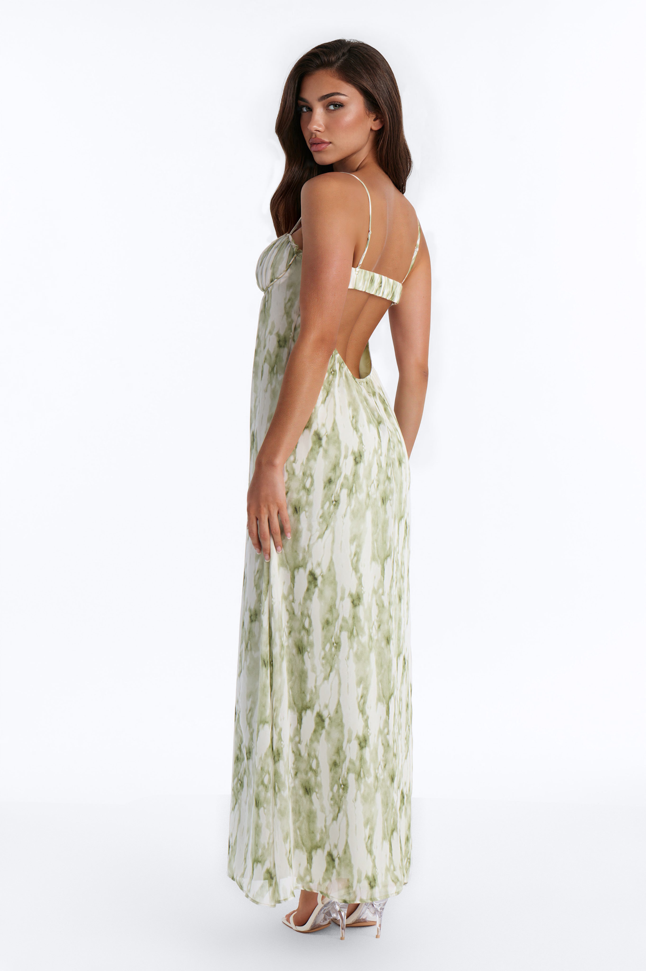 On A Stroll Chiffon Maxi Dress - Green/combo
