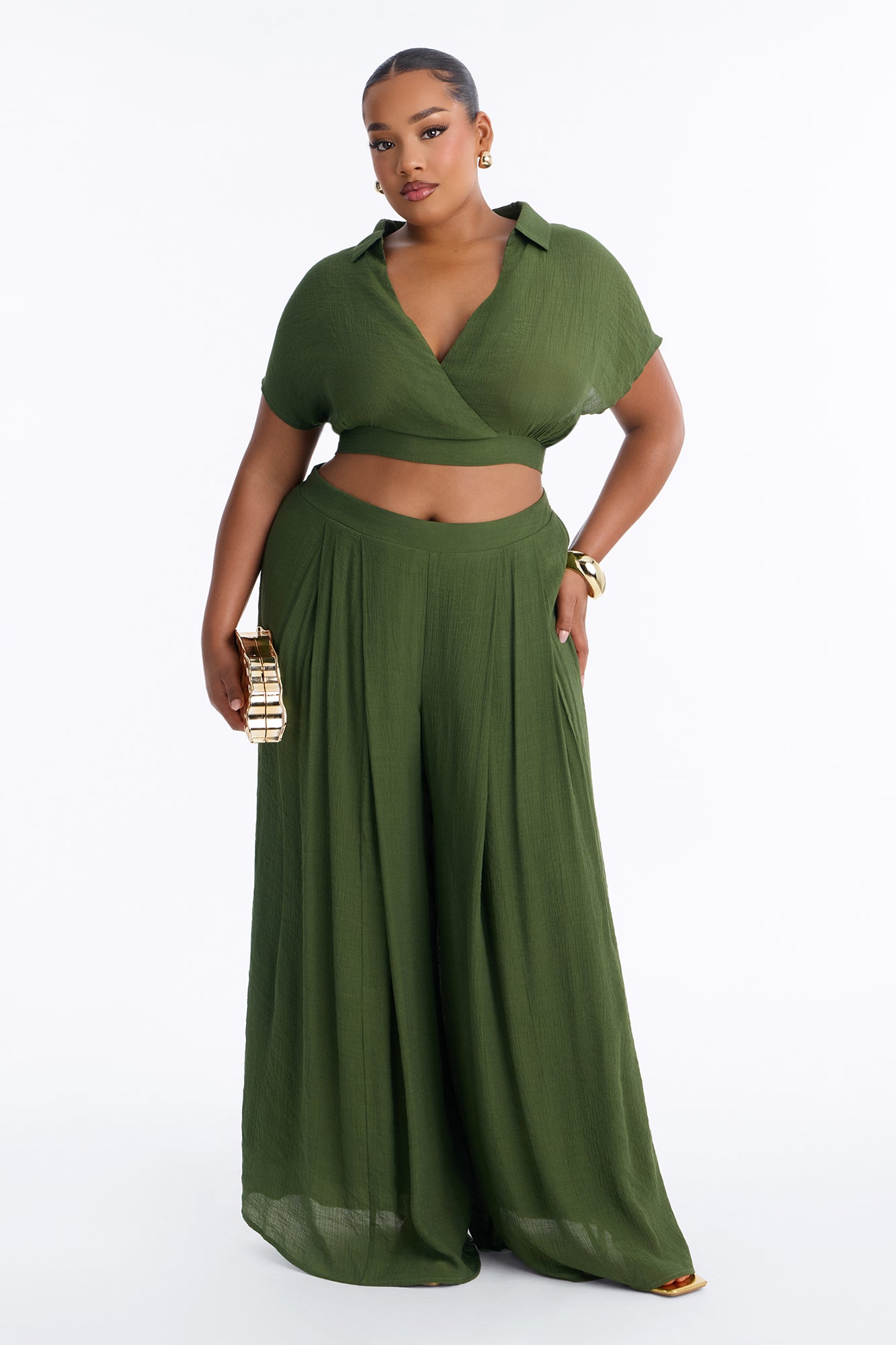 Mea Gauze Pant Set - Olive