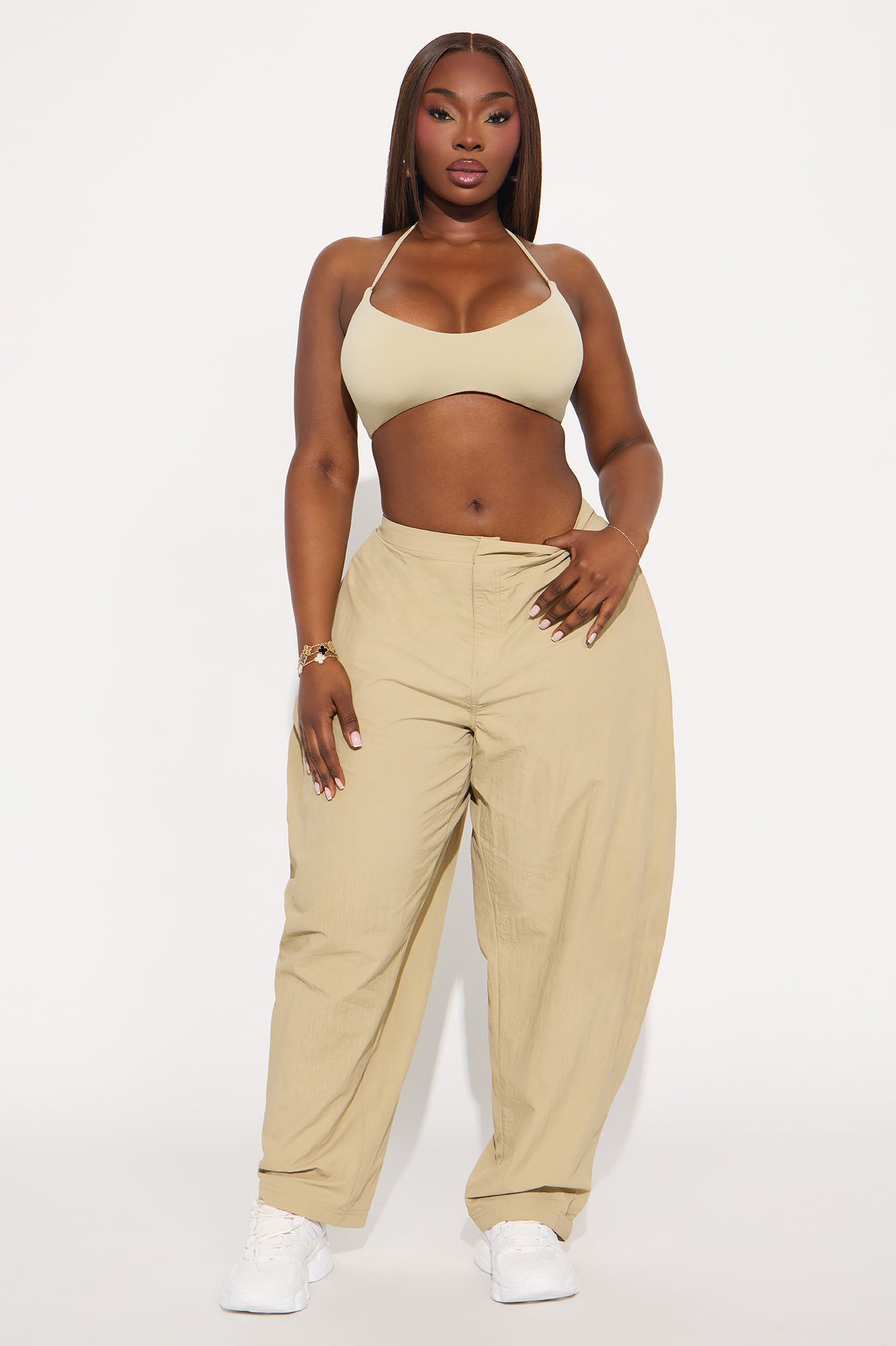 Second Skin Double Lined Halter Bra Top - Stone