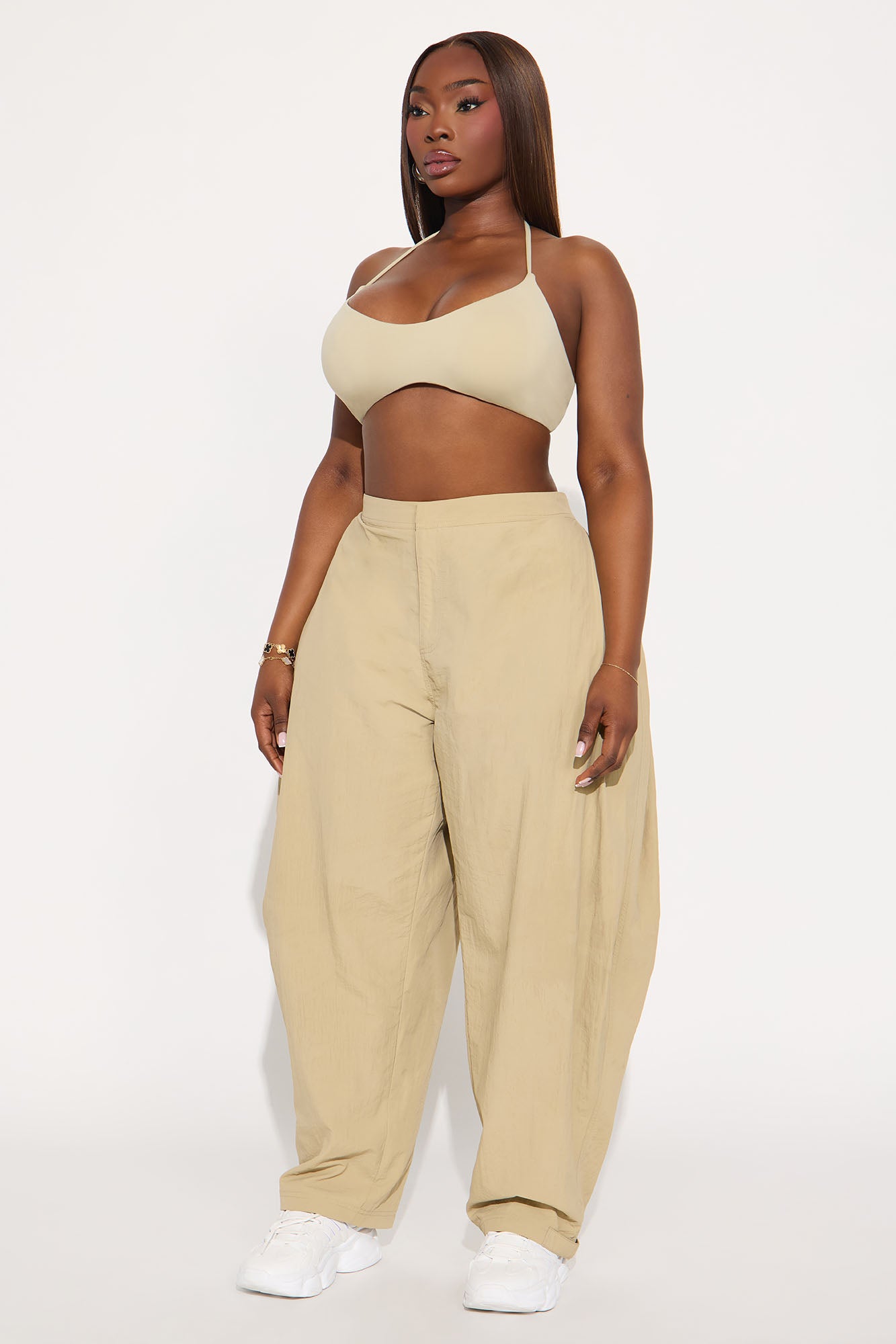 Second Skin Double Lined Halter Bra Top - Stone