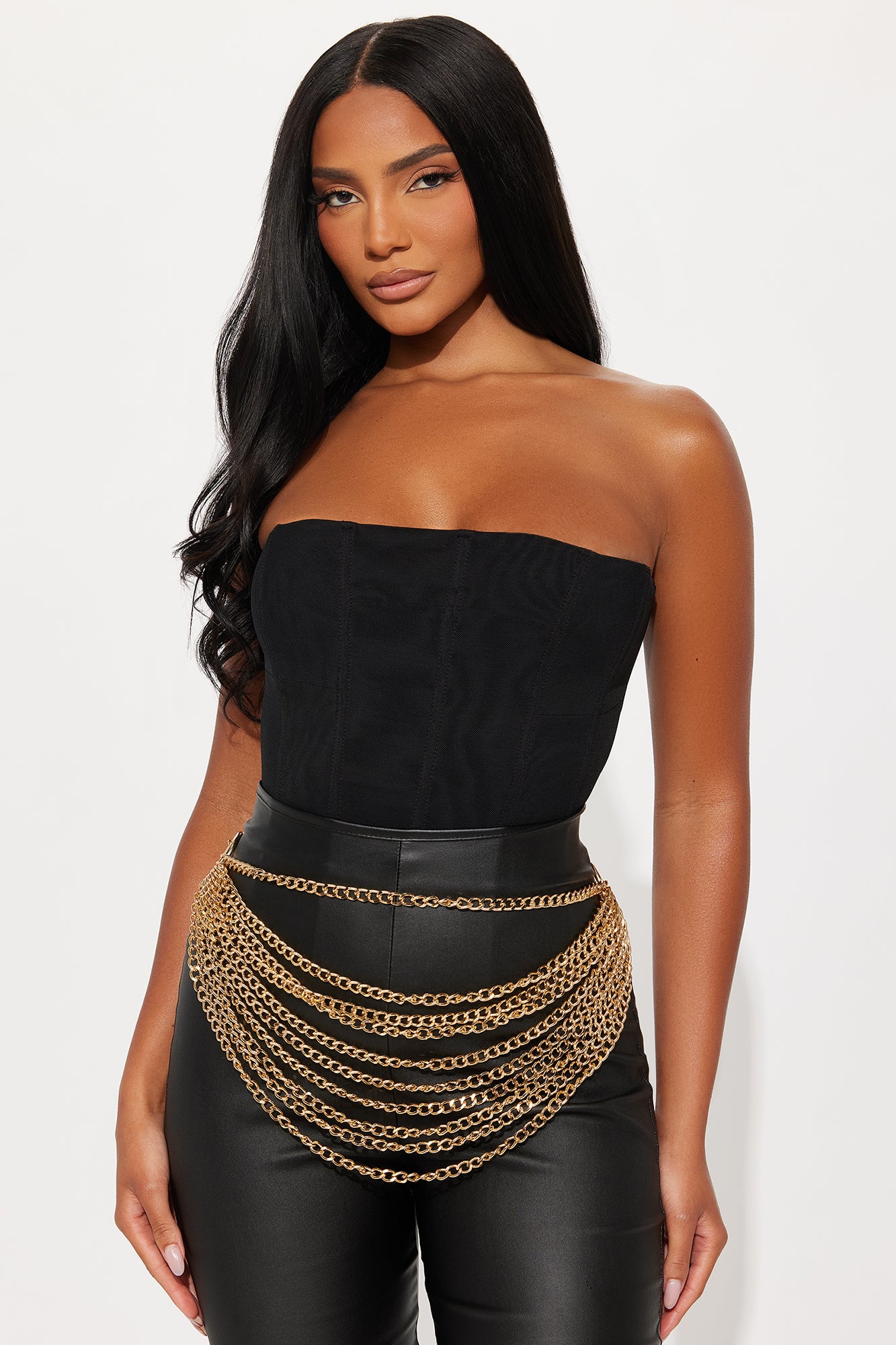 Side To Side Layered Chain Belt - Gold