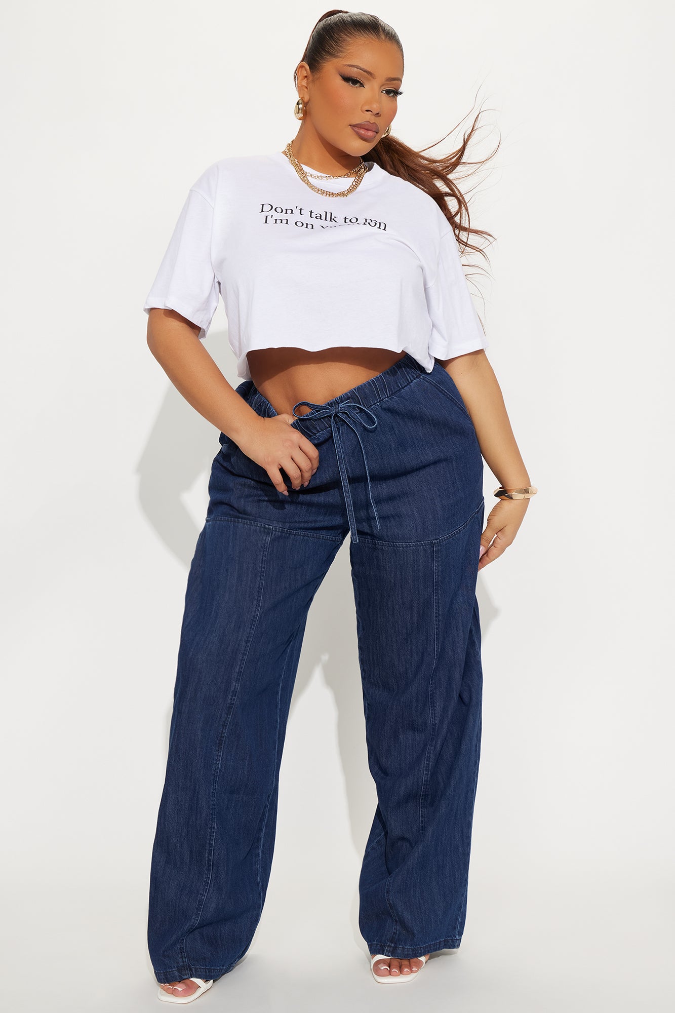 Brigantine Pull On Wide Leg Jeans - Dark Wash