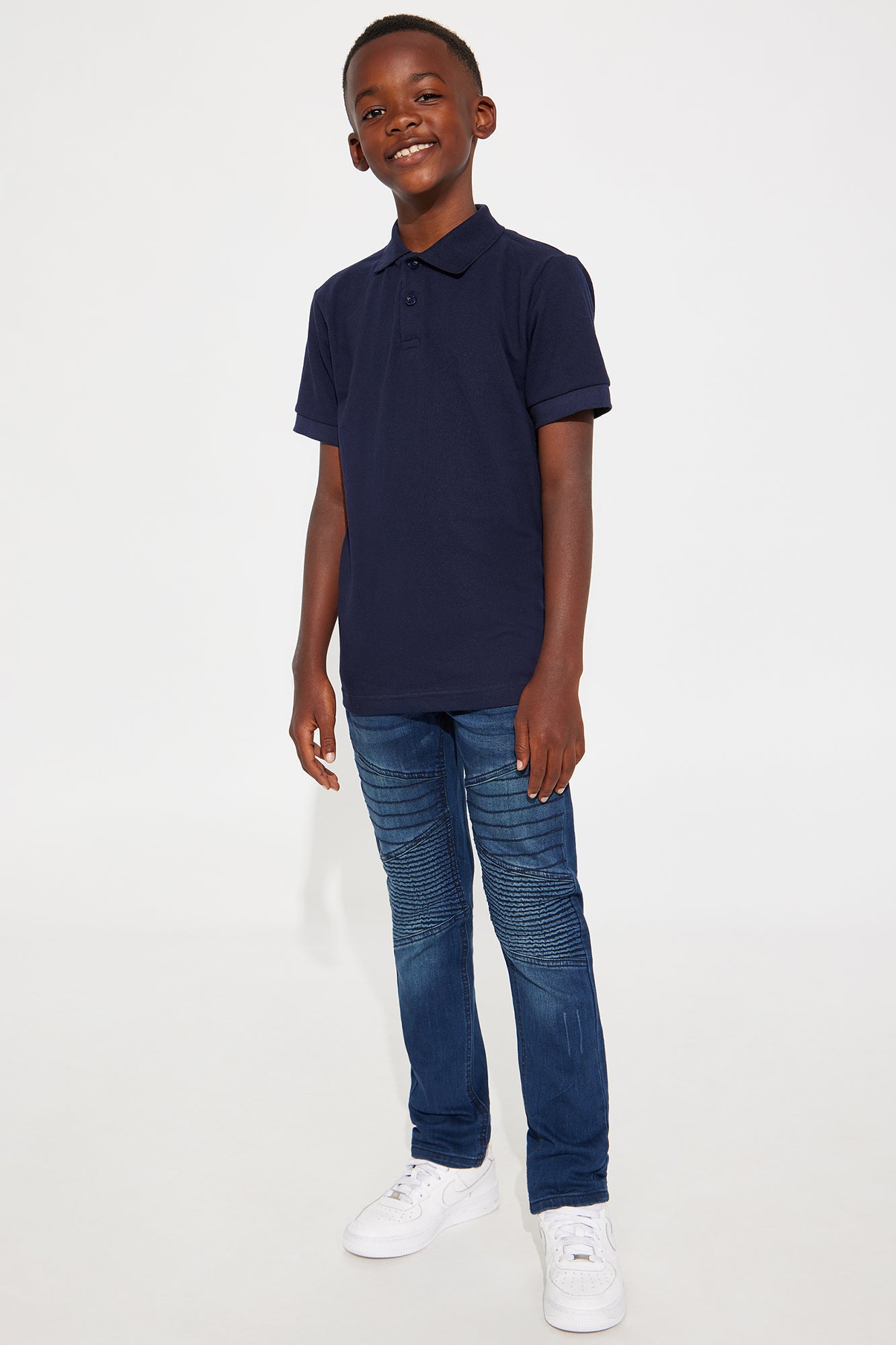 Mini Uniform Pique Polo - Navy